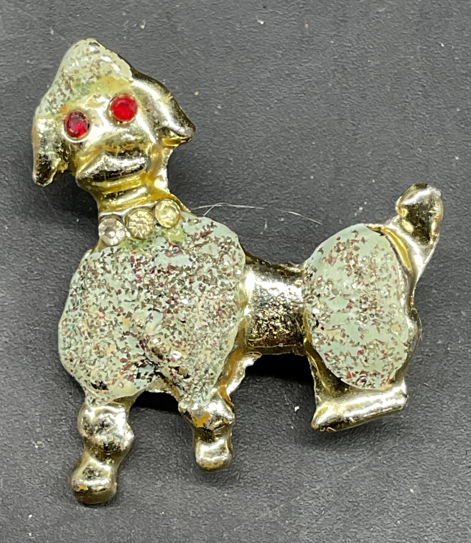 Vintage Gold Tone Enamel Poodle Brooch (1 of 6)