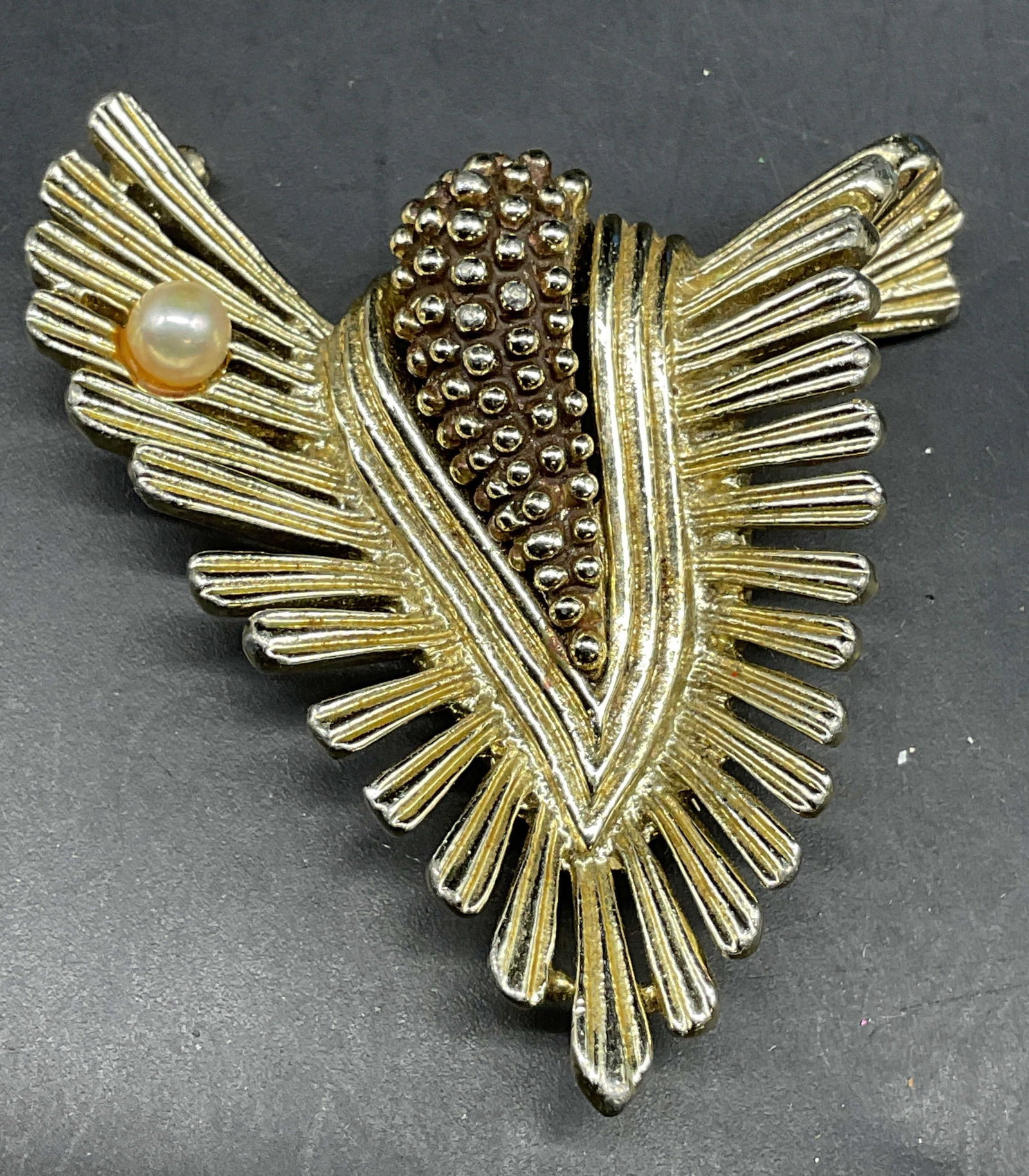 Vintage Marboux Gold Tone Faux Pearl Brooch (1 of 6)
