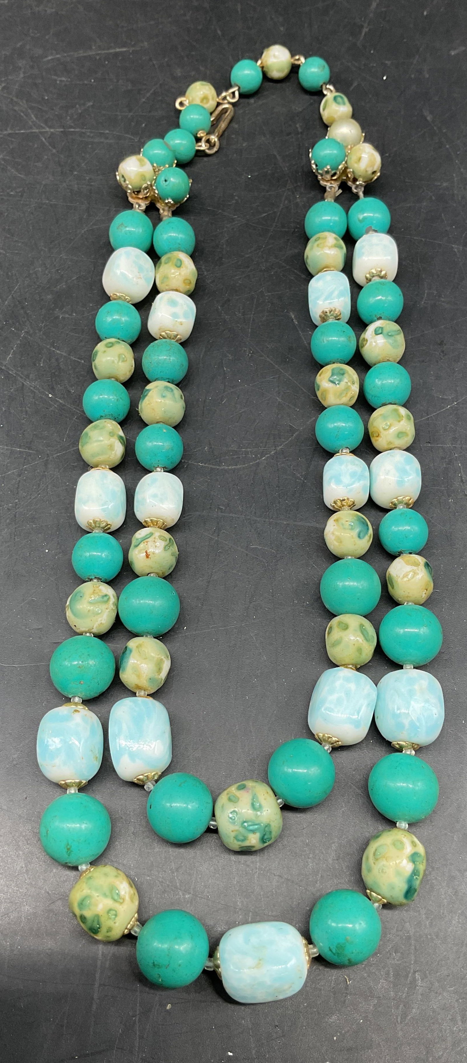 Vintage Blue Faux Stone Beaded Necklace (1 of 6)