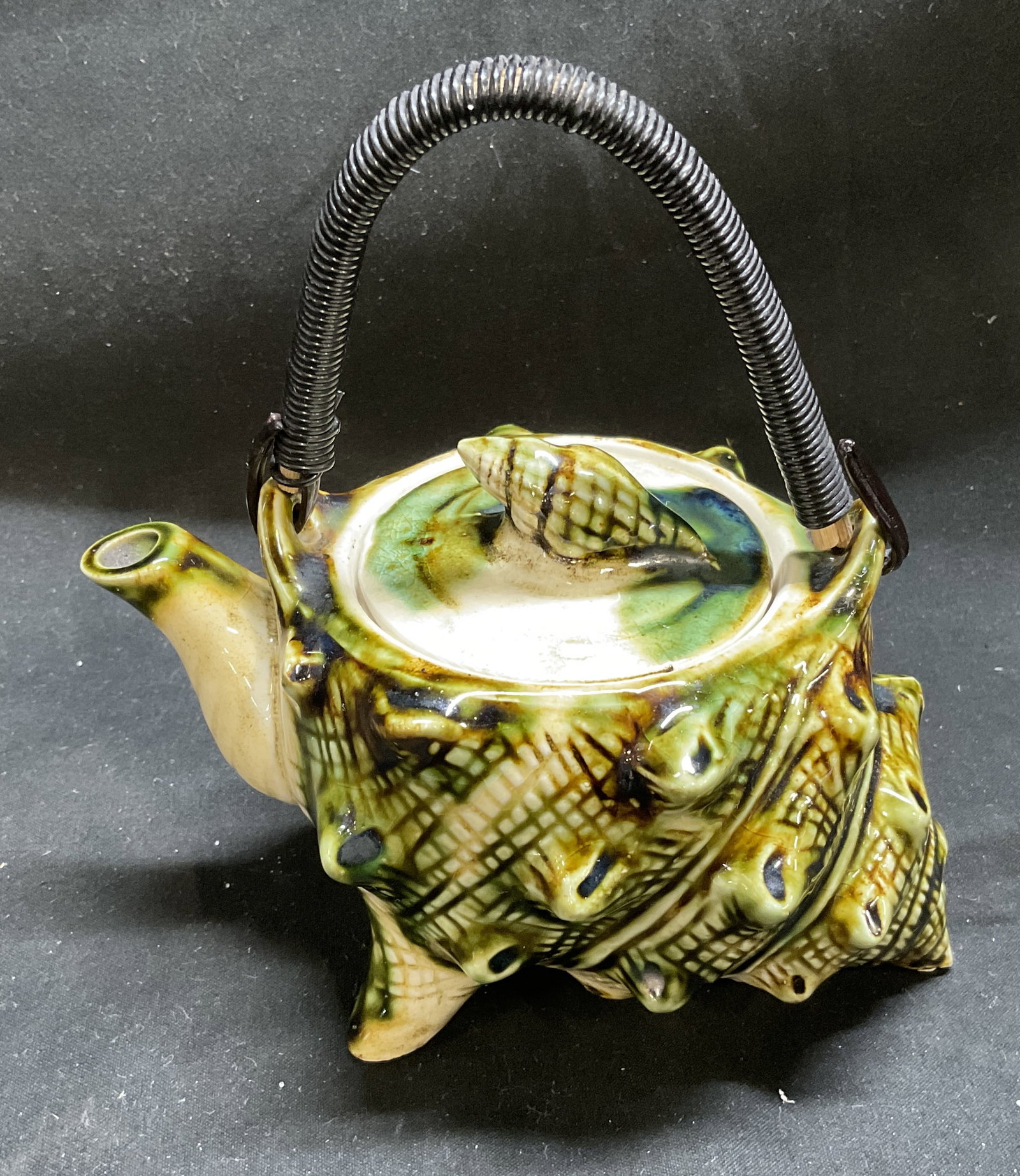 VTG 50s Majolica Style Conch Shell Teapot JAPAN (1 of 13)
