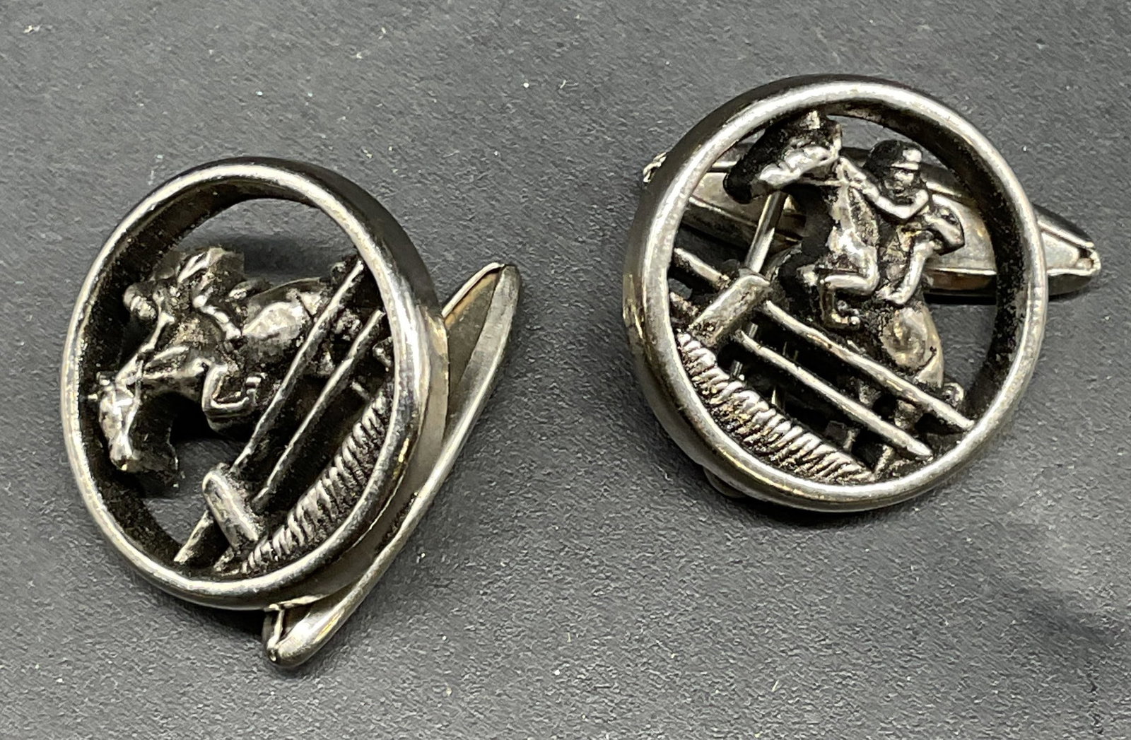 Vintage Silver Tone Equestrian Cufflinks (1 of 6)
