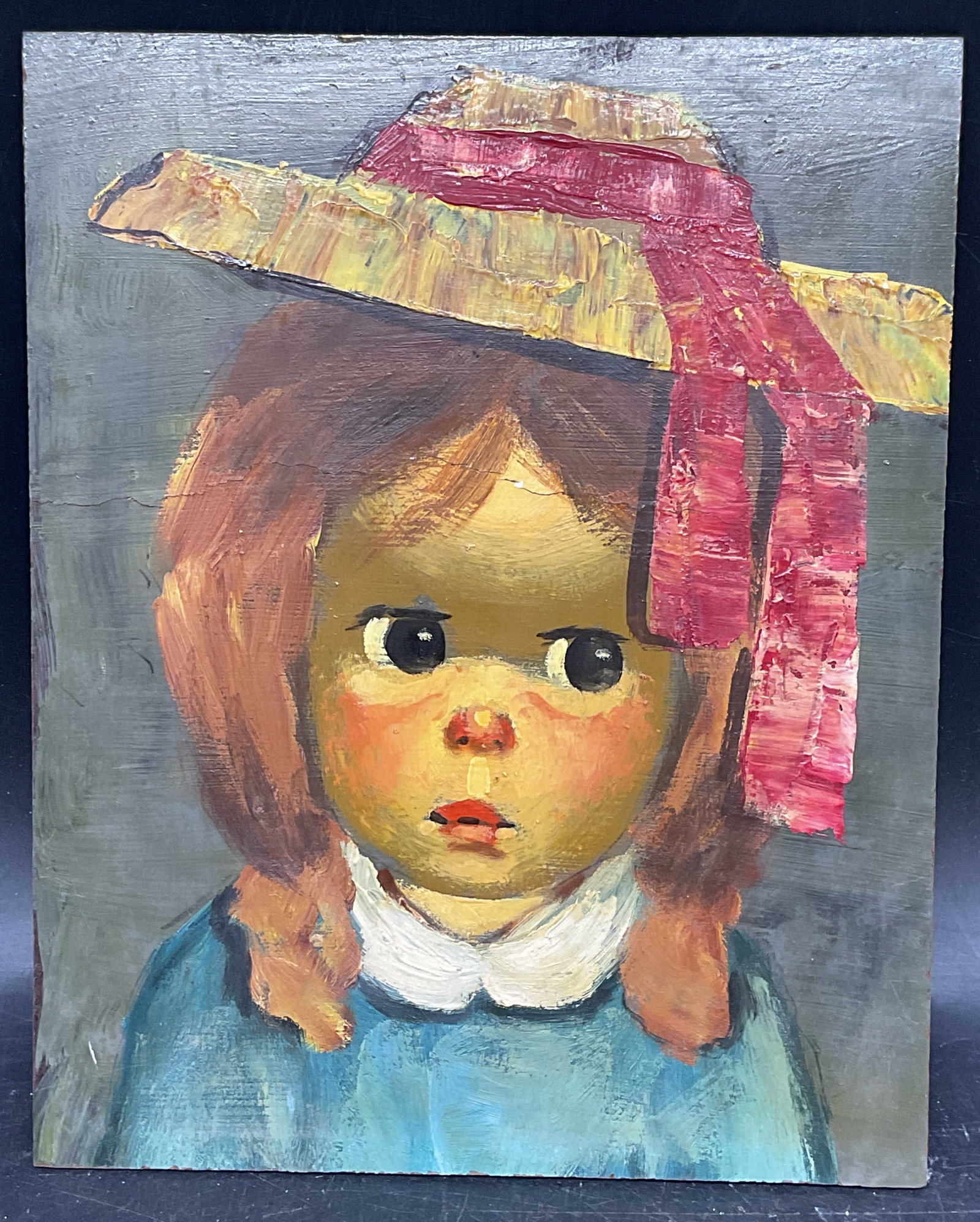 Big Eyed Girl with Hat Oil Painting (1 of 6)