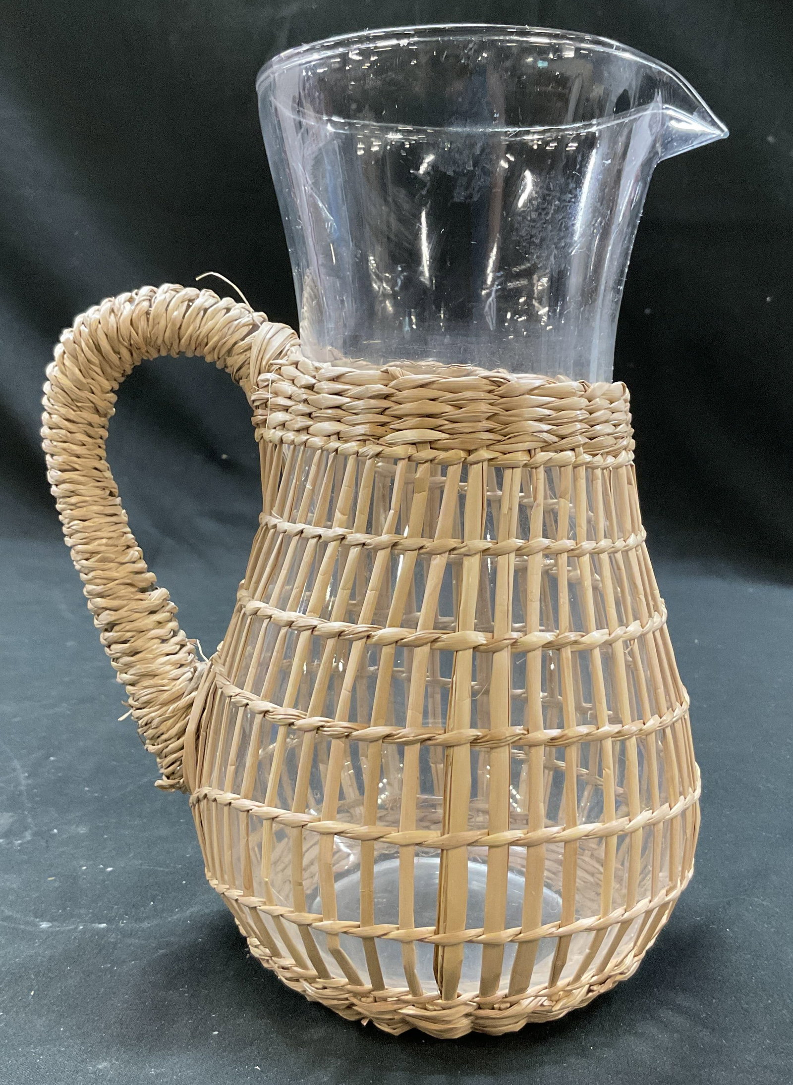 Vintage Glass & Wicker Pitcher (1 of 7)