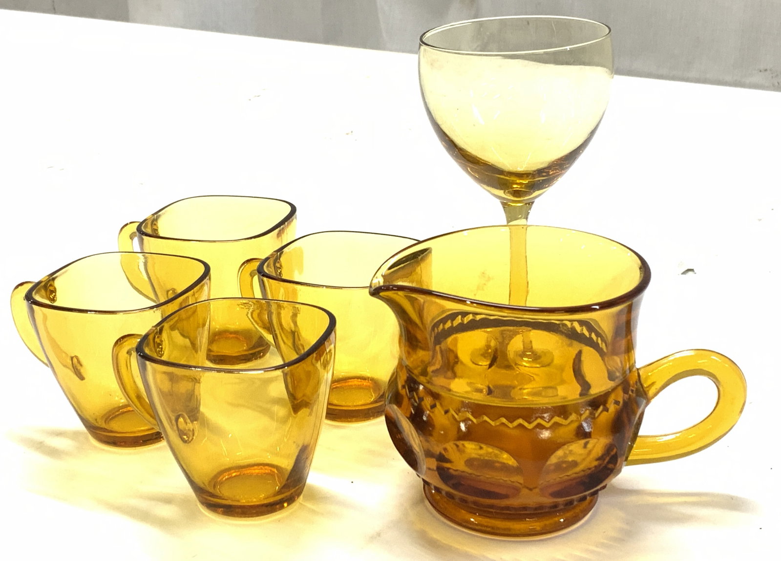 VTG 6pc Mixed Lot Amber Glassware Lot C. 1970s (1 of 9)