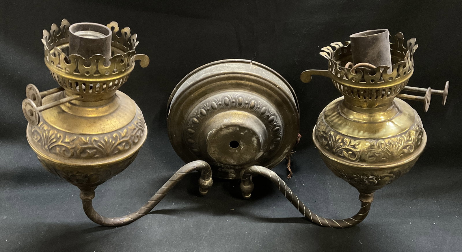 VTG Ruby Lighting Corp Brass Kerosene Chandelier (1 of 7)