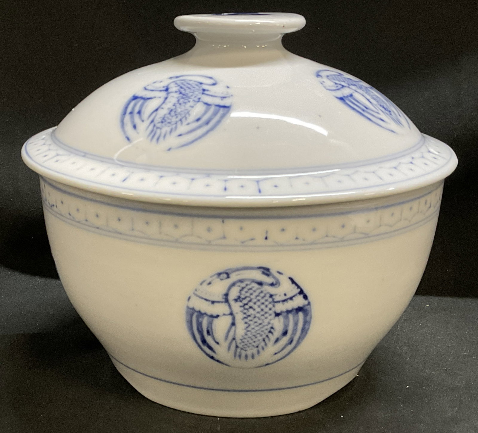 VTG SGND CHINESE Crane Stoneware Rice Tureen (1 of 8)