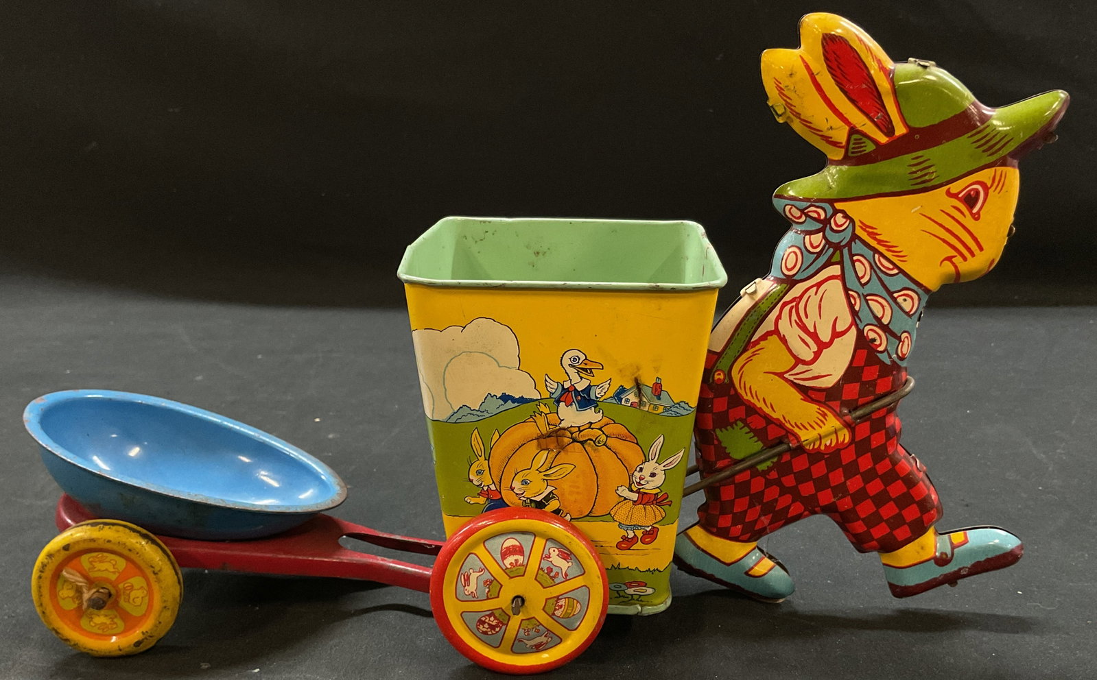 VTG 1930s J. Chien Tin Easter Rabbit Pull Toy,USA (1 of 7)