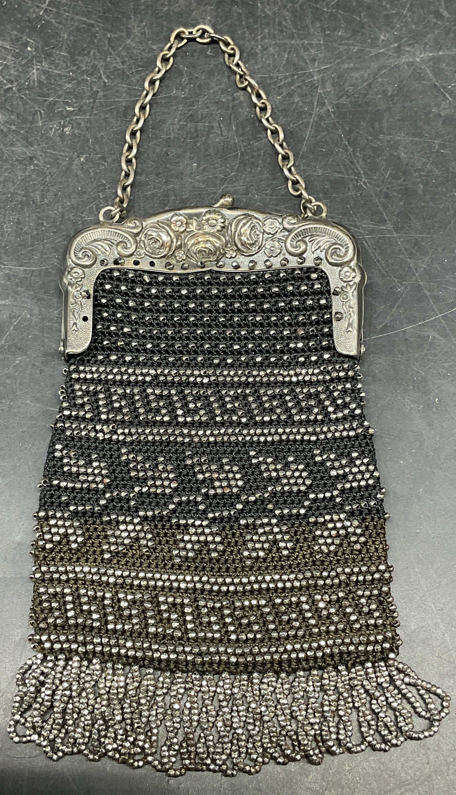 Vintage Silver Tone Beaded Handbag (1 of 6)