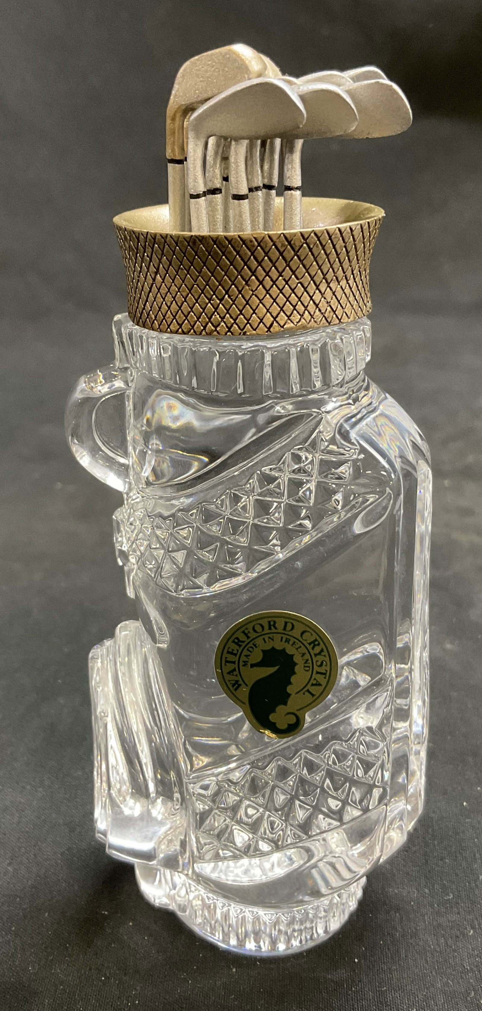 WATERFORD Crystal Golf Bag&Clubs Paperweight IRLD (1 of 8)