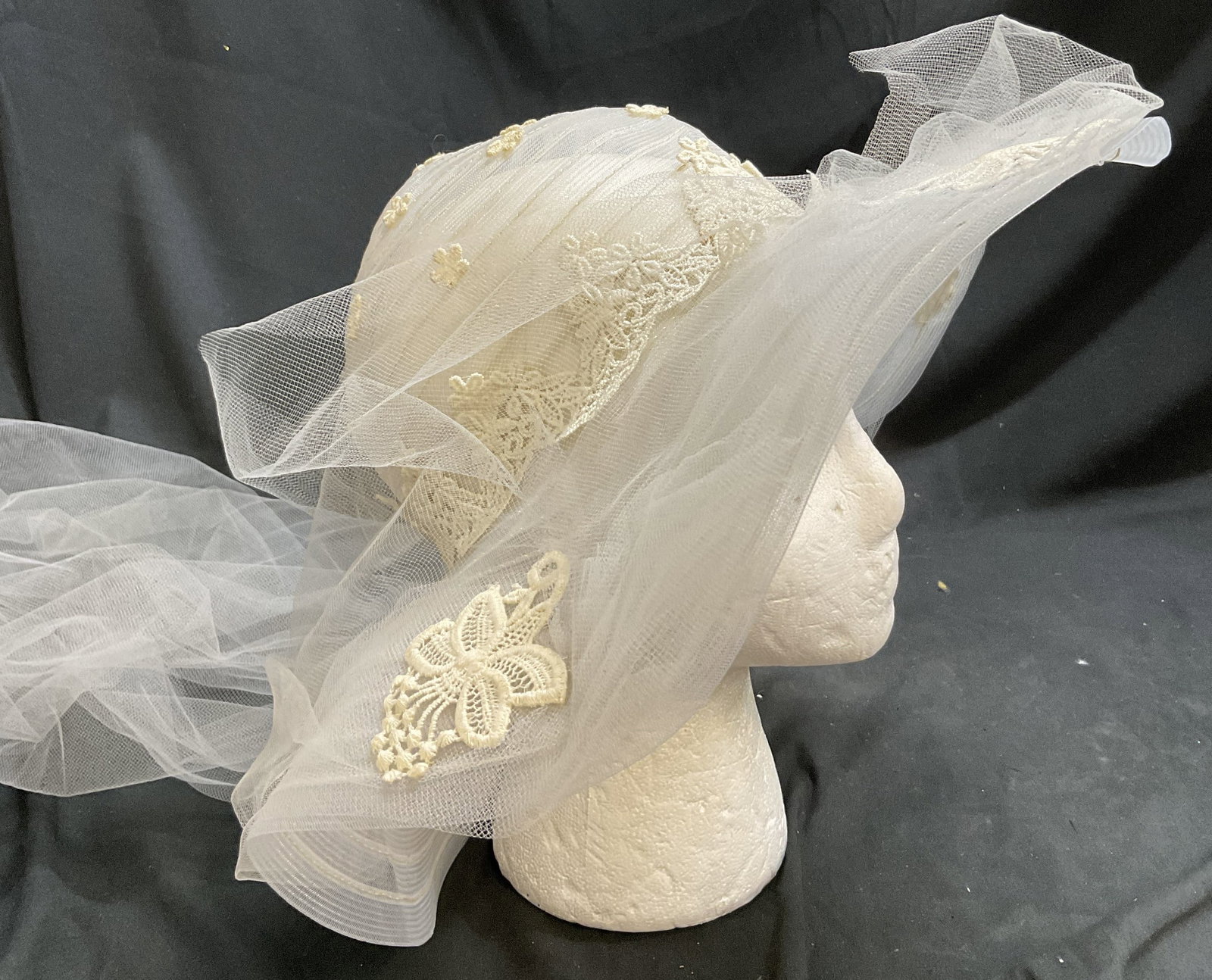 VTG 1920s-1930s Tulle&Lace Bridal Hat (1 of 13)