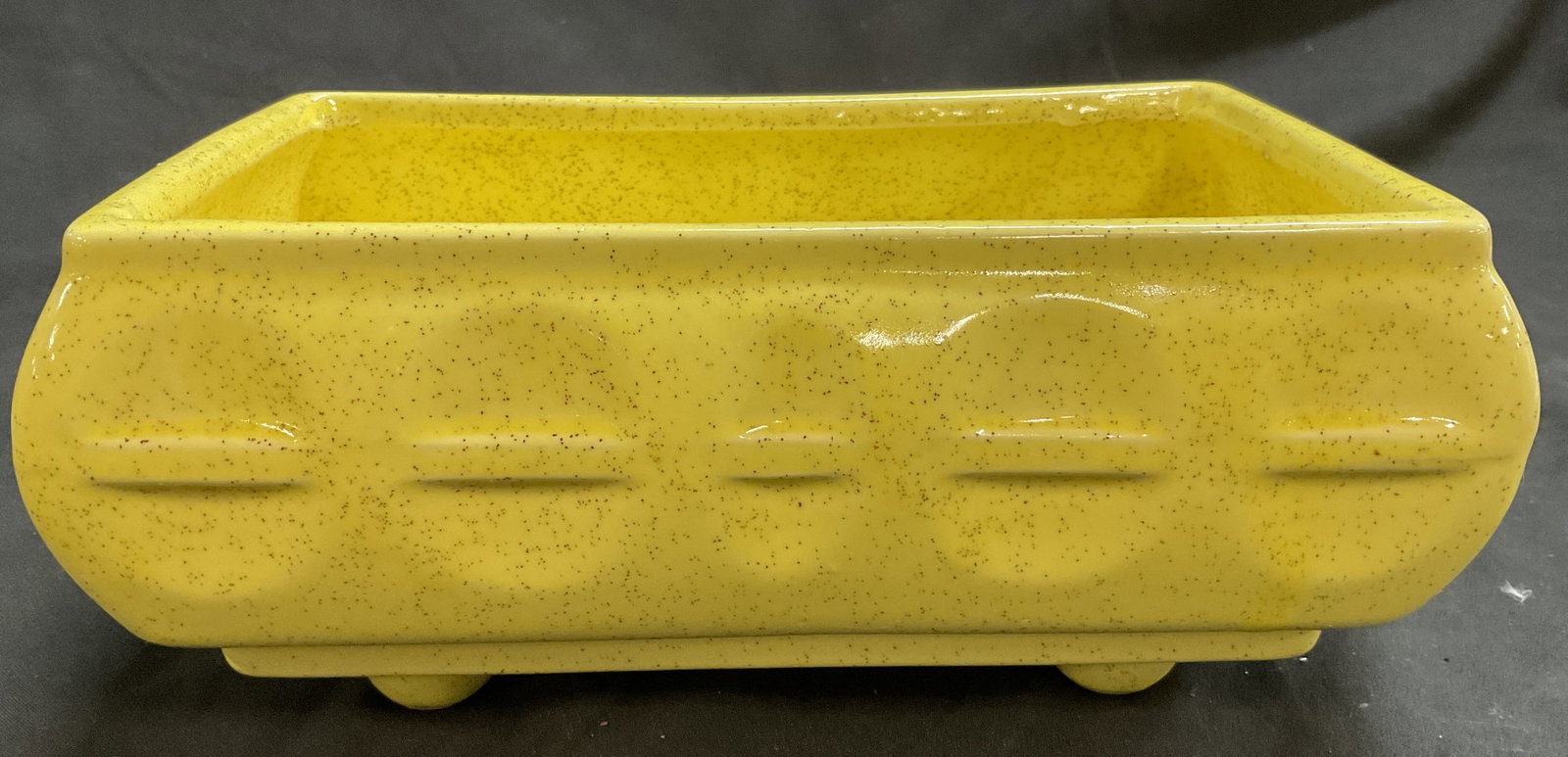 VTG Cookson Pottery Speckled Yellow Planter (1 of 8)