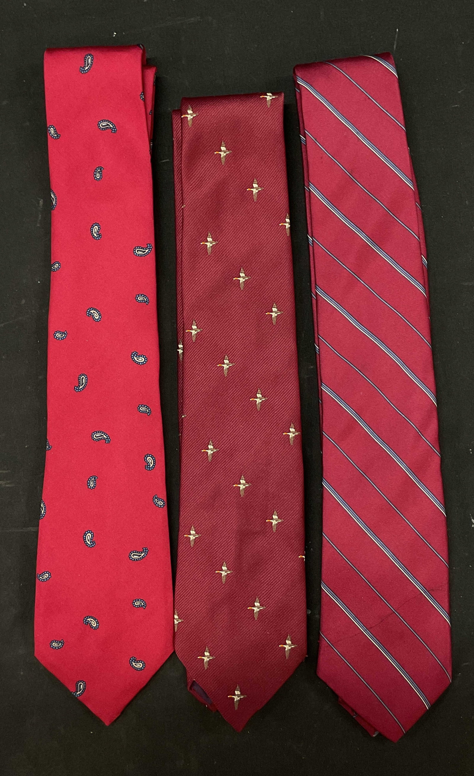 Vtg. Lot of 3 Red Mens Neckties (1 of 9)