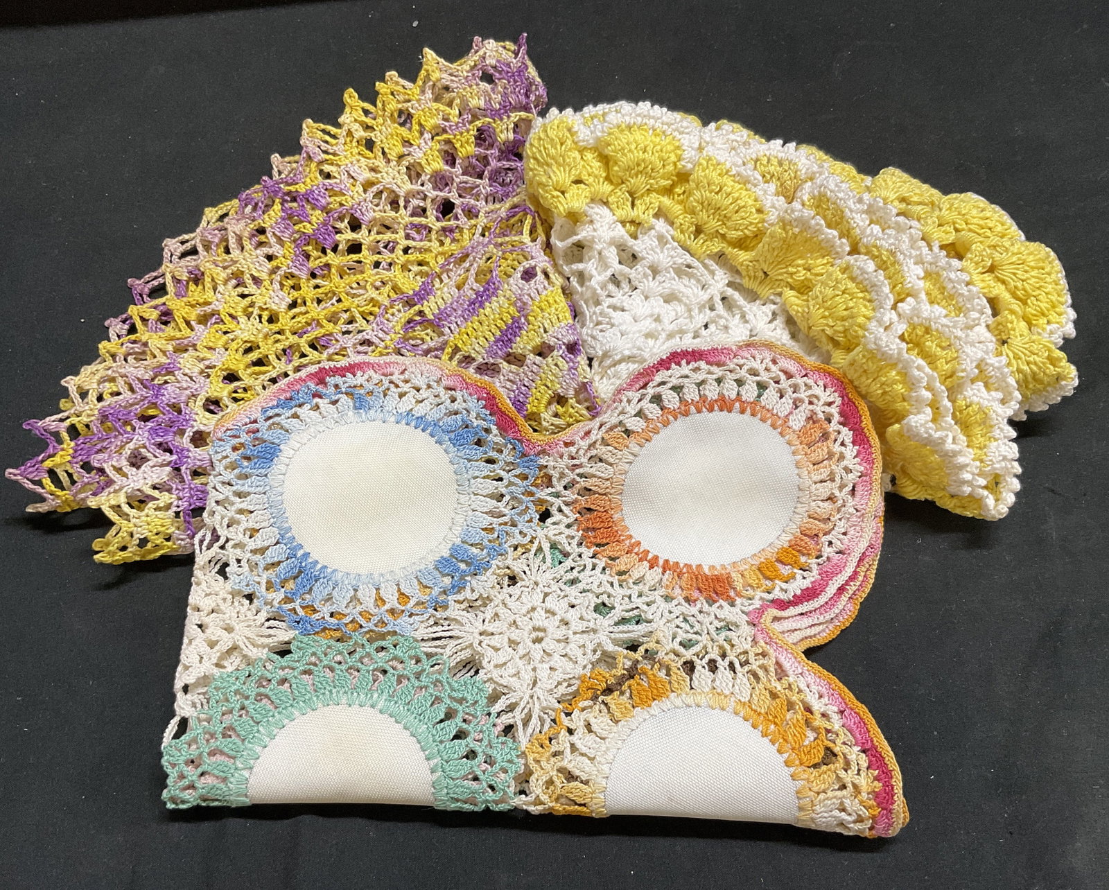 Lt3 Handmade Pastel Floral+ Crocheted Lace Doilies (1 of 14)