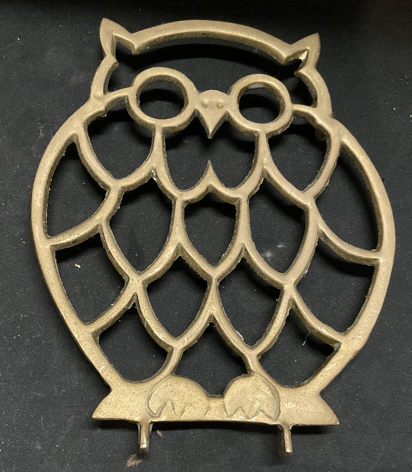 Mid-Century Modern Solid Brass Owl Trivet (1 of 6)