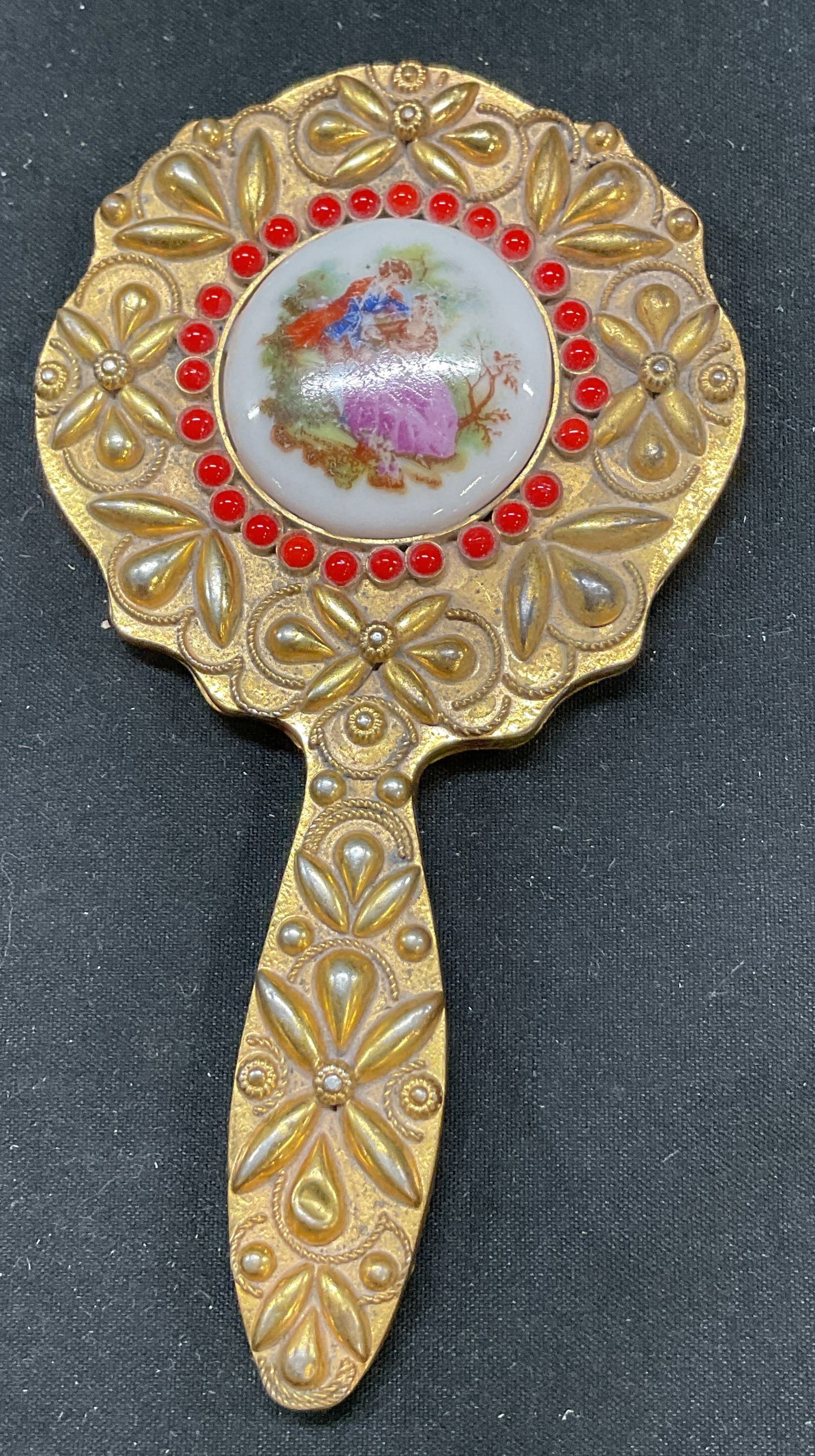 Vintage Fragonard Brass Toned Hand Mirror (1 of 7)
