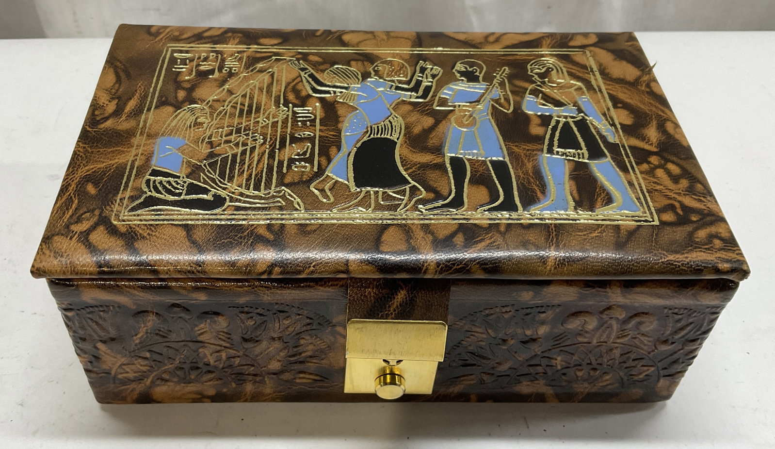 Gilt Embossed Egyptian Musicians Jewelry Box (1 of 9)