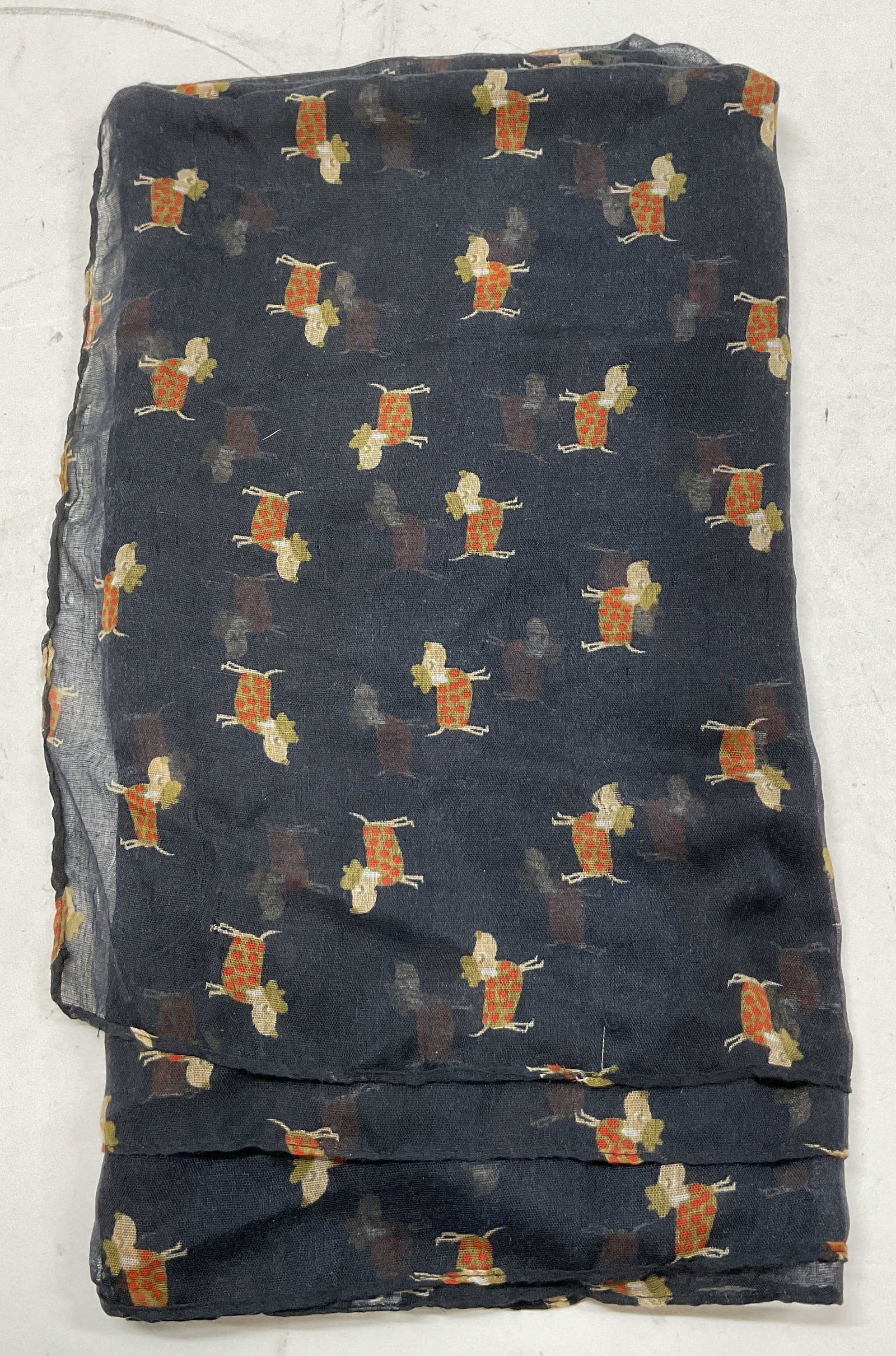 Vintage Sheer Black Dog Pattern Scarf (1 of 7)