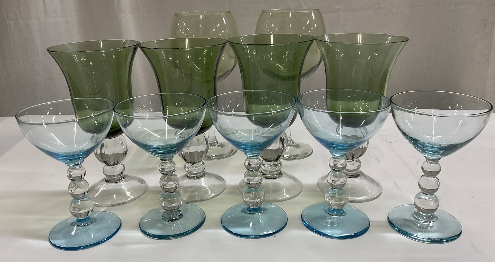 Lt11 VINTAGE LENOX+ Blue and Green Bar Glasses (1 of 8)