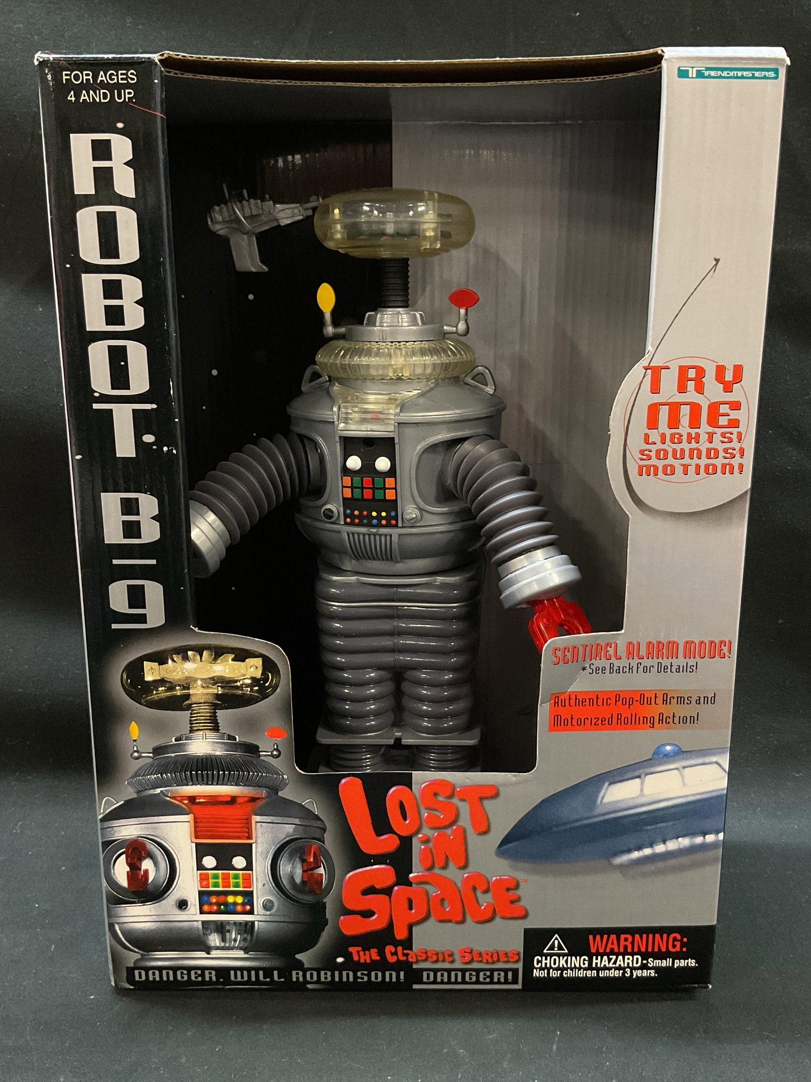 Vtg. 1997 Lost in Space Robot B-9 ActionFig. MIB: Classic television memorabilia, 1997 Trendmaster ps Lost in space Robot B-9 The Classic series electronic action figure. Comes with mini laser pistol. Measures approx. box Height- 12.5 in 7.5 in W 6in