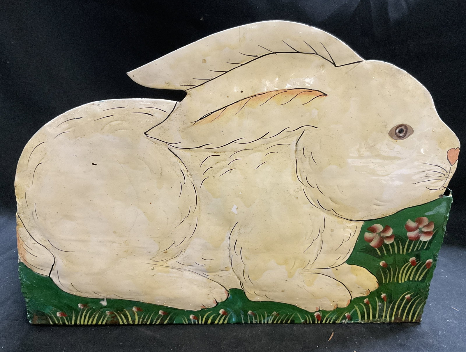 1980s Folk Art Bunny Rabbit Toleware Planter (1 of 7)