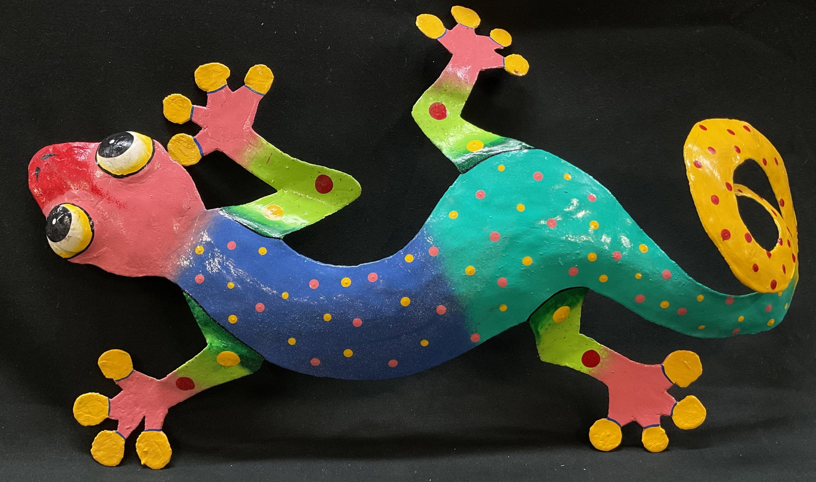 Hand Painted Rec. Steel Gecko Wall Art, Haiti (1 of 7)