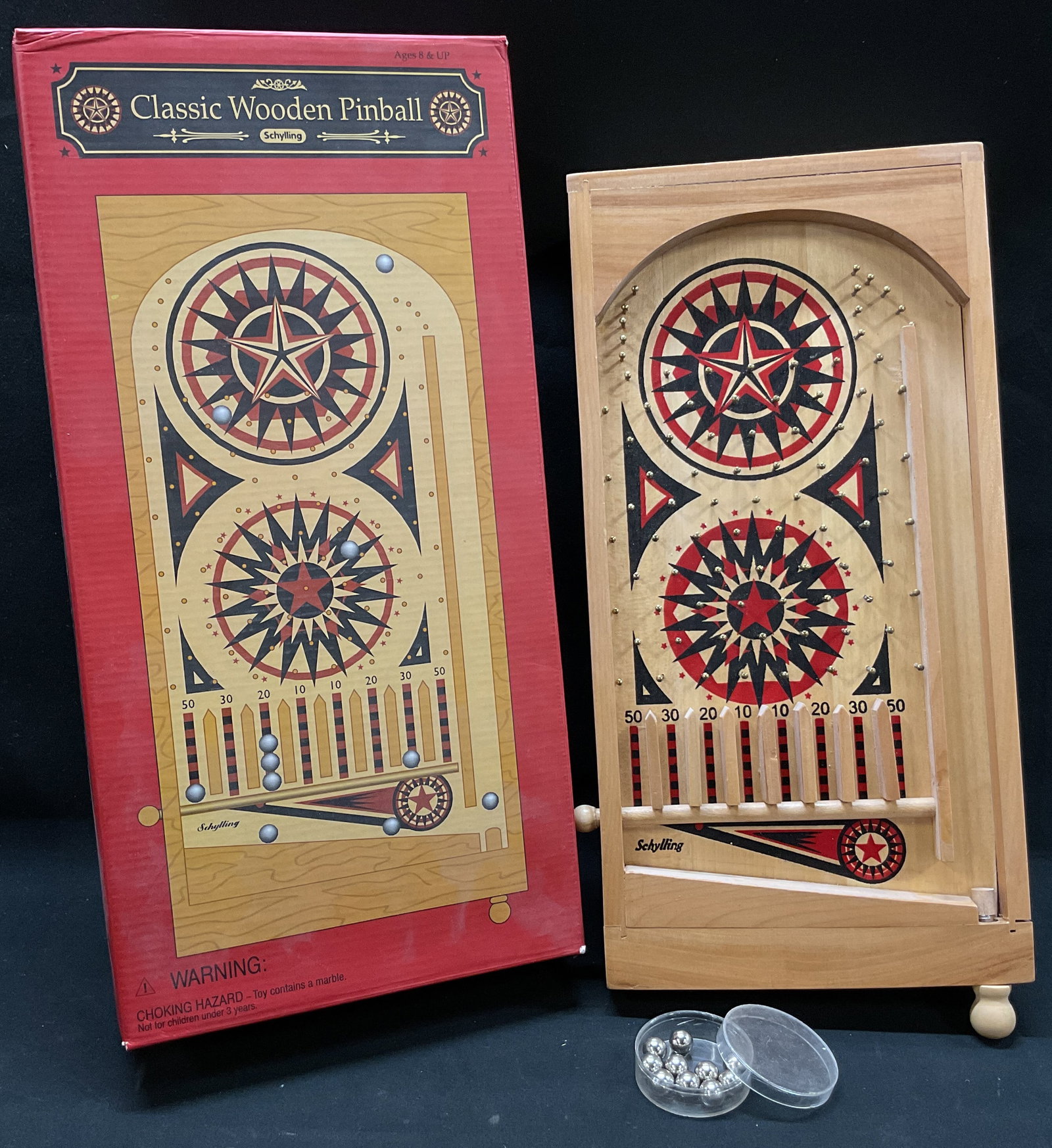 Vtg. 2003 Schylling Wooden Pinball Table Game NIB (1 of 12)