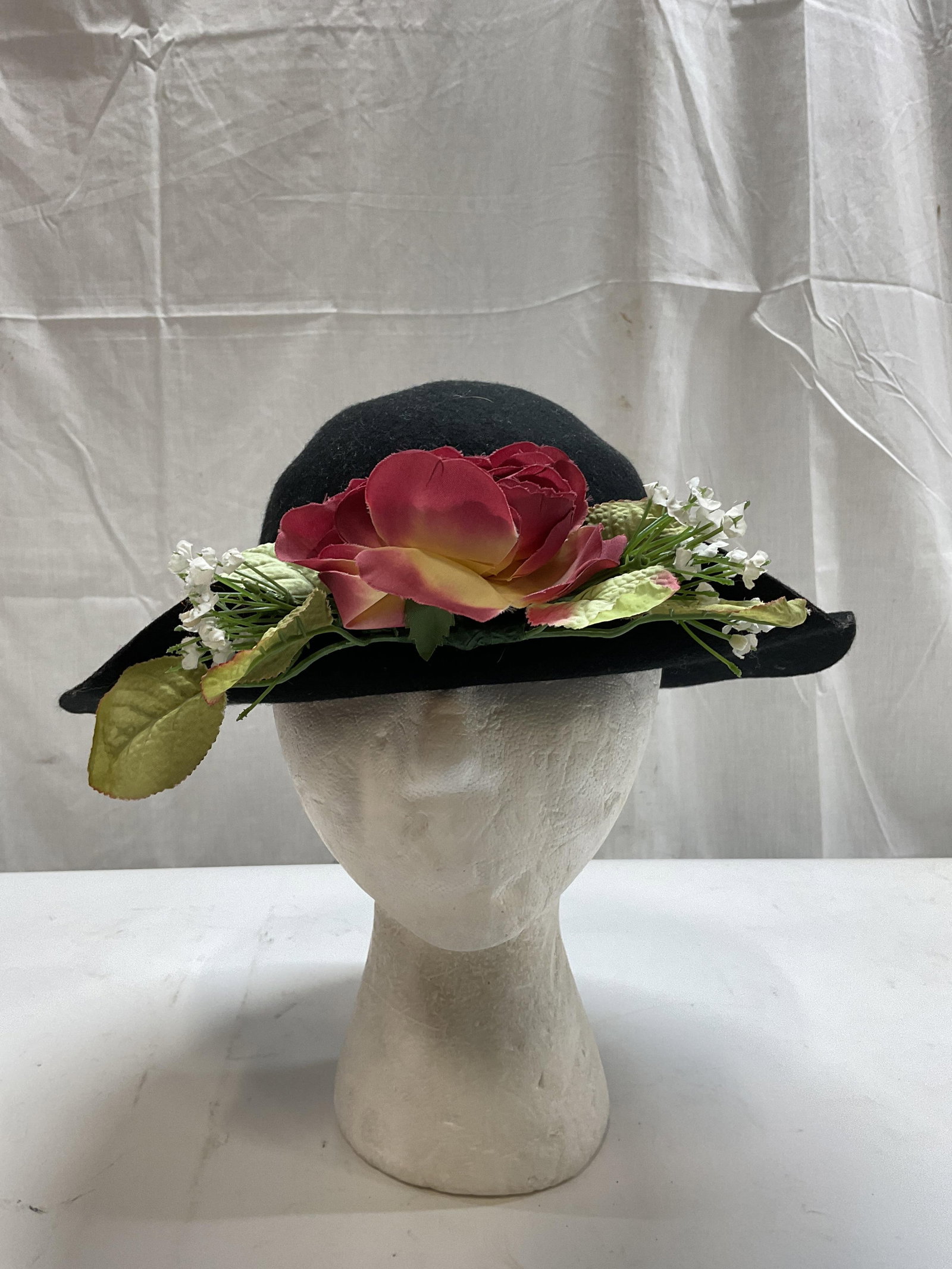 Vtg Black Wool Fedora Hat - 2