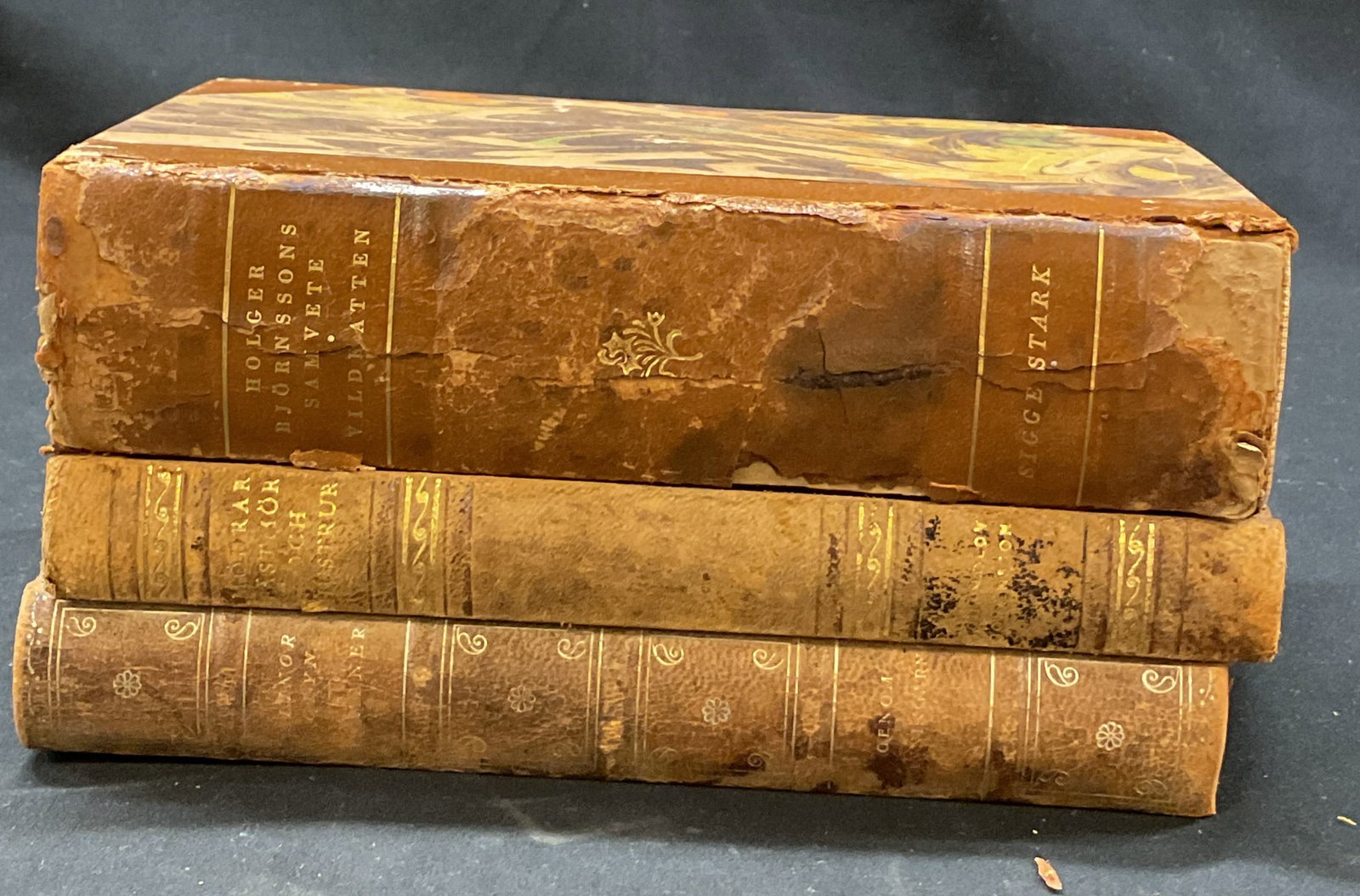 Lot 3 1900s Antq Leather & Gilt Books Stark+ (1 of 13)