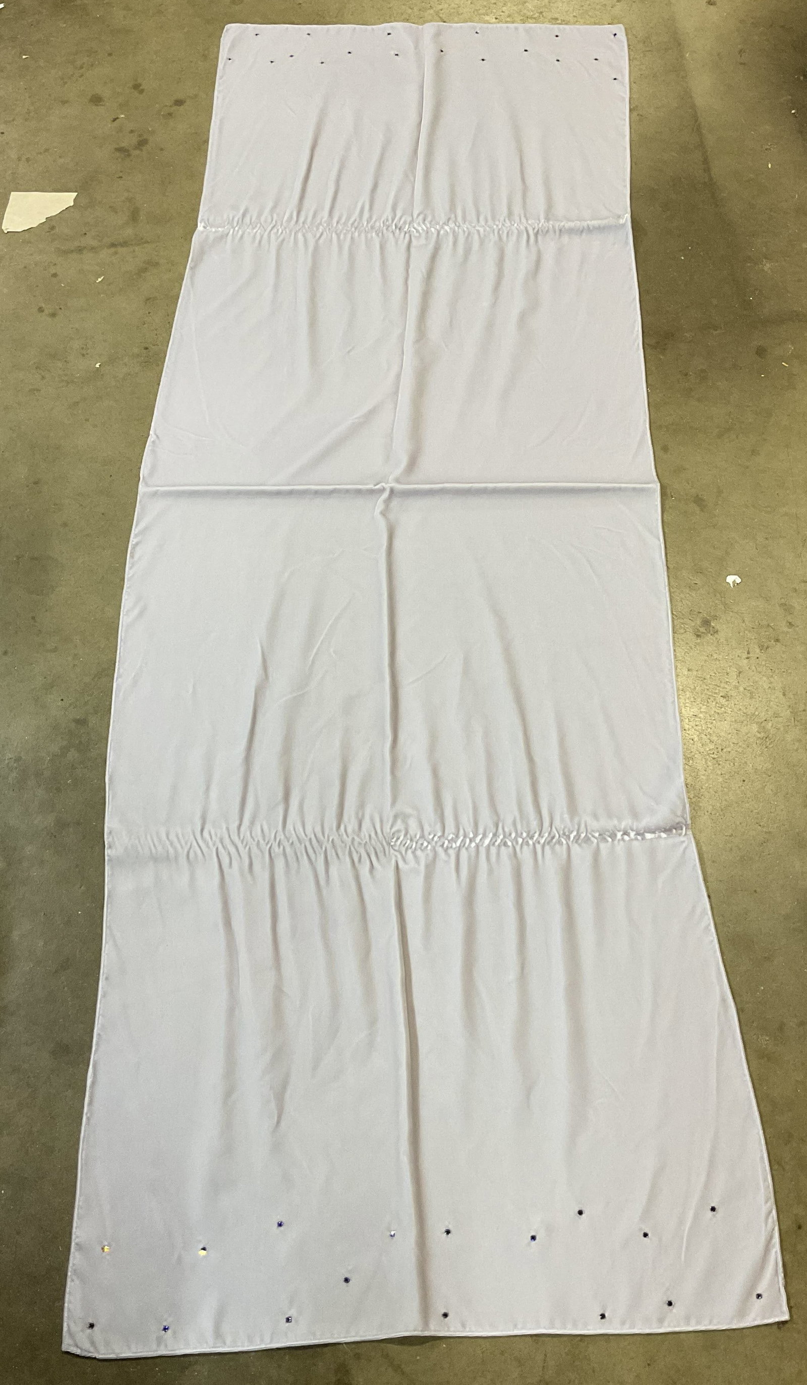 Vintage Purple Velvet Beaded Table Runner: Vintage purple velvet beaded table runner. Embellished on either end. Measures approx 25 x 76 inches. Surface wear consistent with exposure. Table runner, tableware, home decor, decor, home