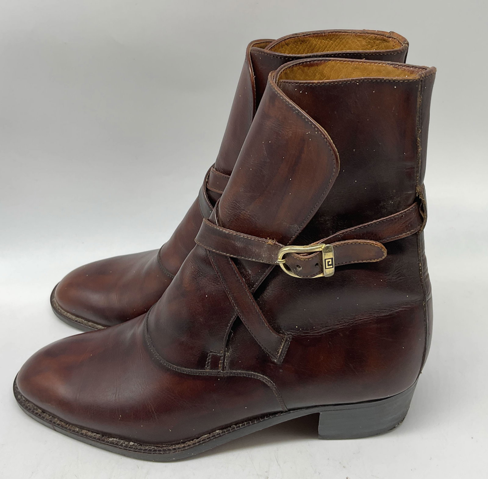 VINTAGE Brown Leather Buckle Ankle Boots (1 of 9)