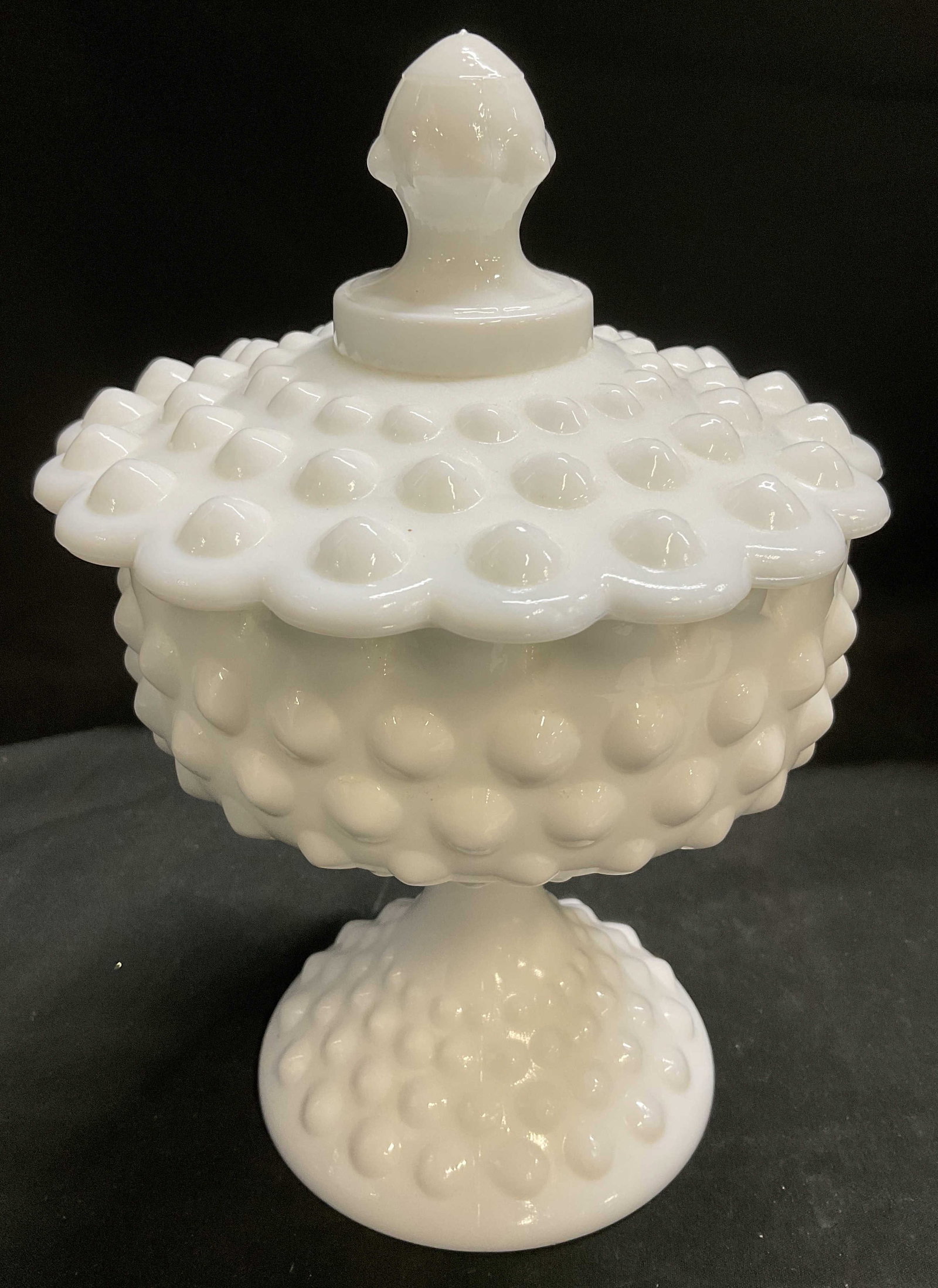 VTG Hobnail Milk Glass Pedestal Candy Dish (1 of 7)