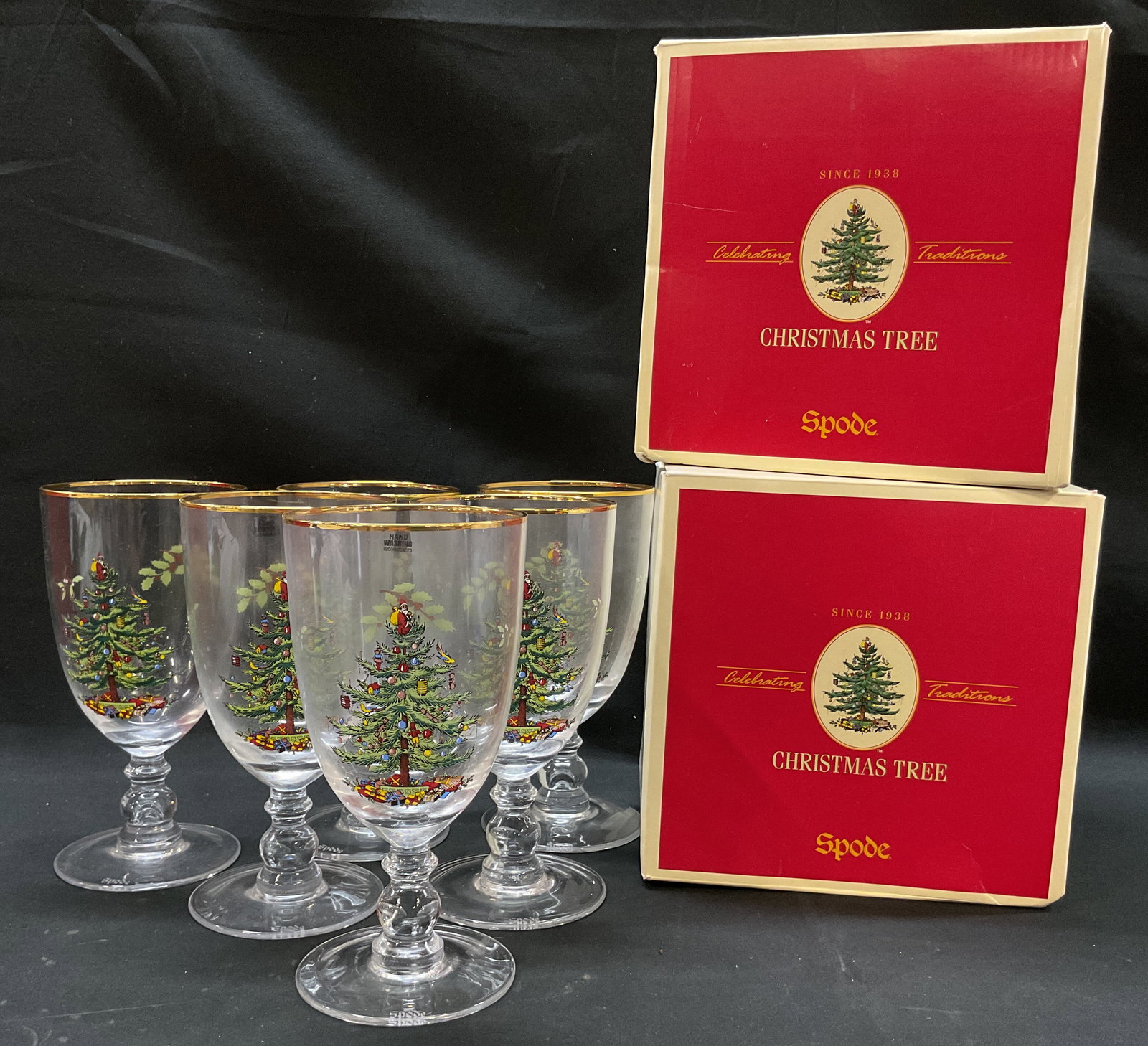 Vtg Spode Xmas Goblets Lt. 6 (1 of 6)