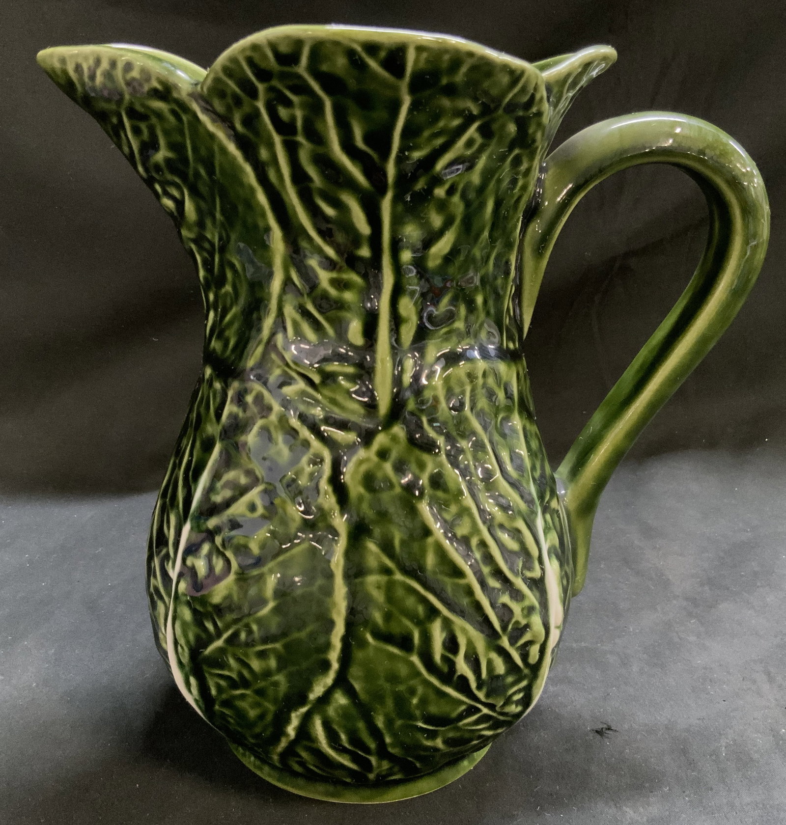 Vtg John Buck Cabbage Leaf Pitcher, Portugal (1 of 6)