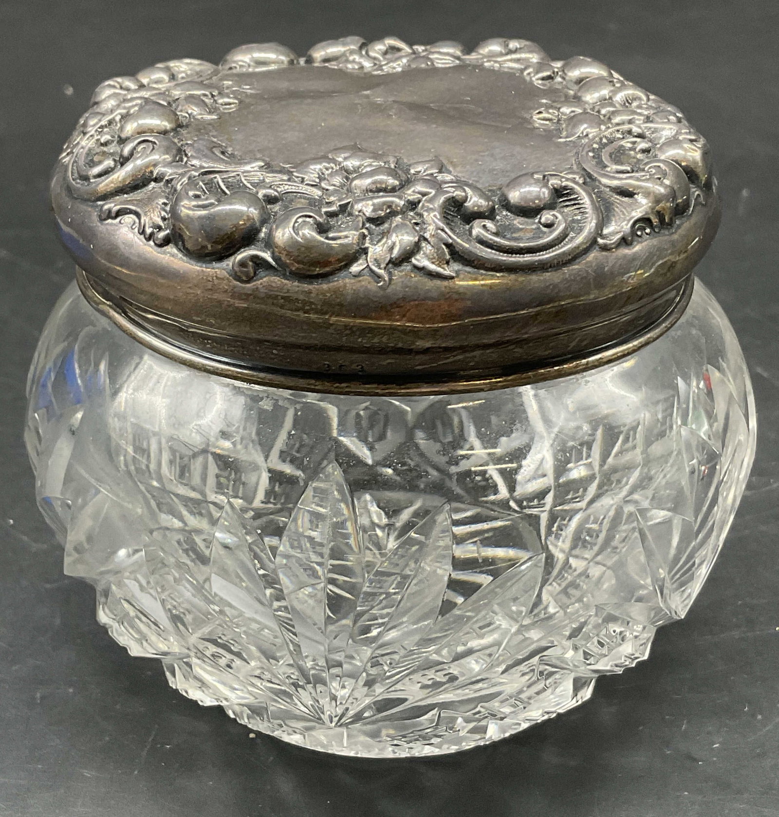 ANTQ STERLING Lidded Crystal Vanity Jar (1 of 9)