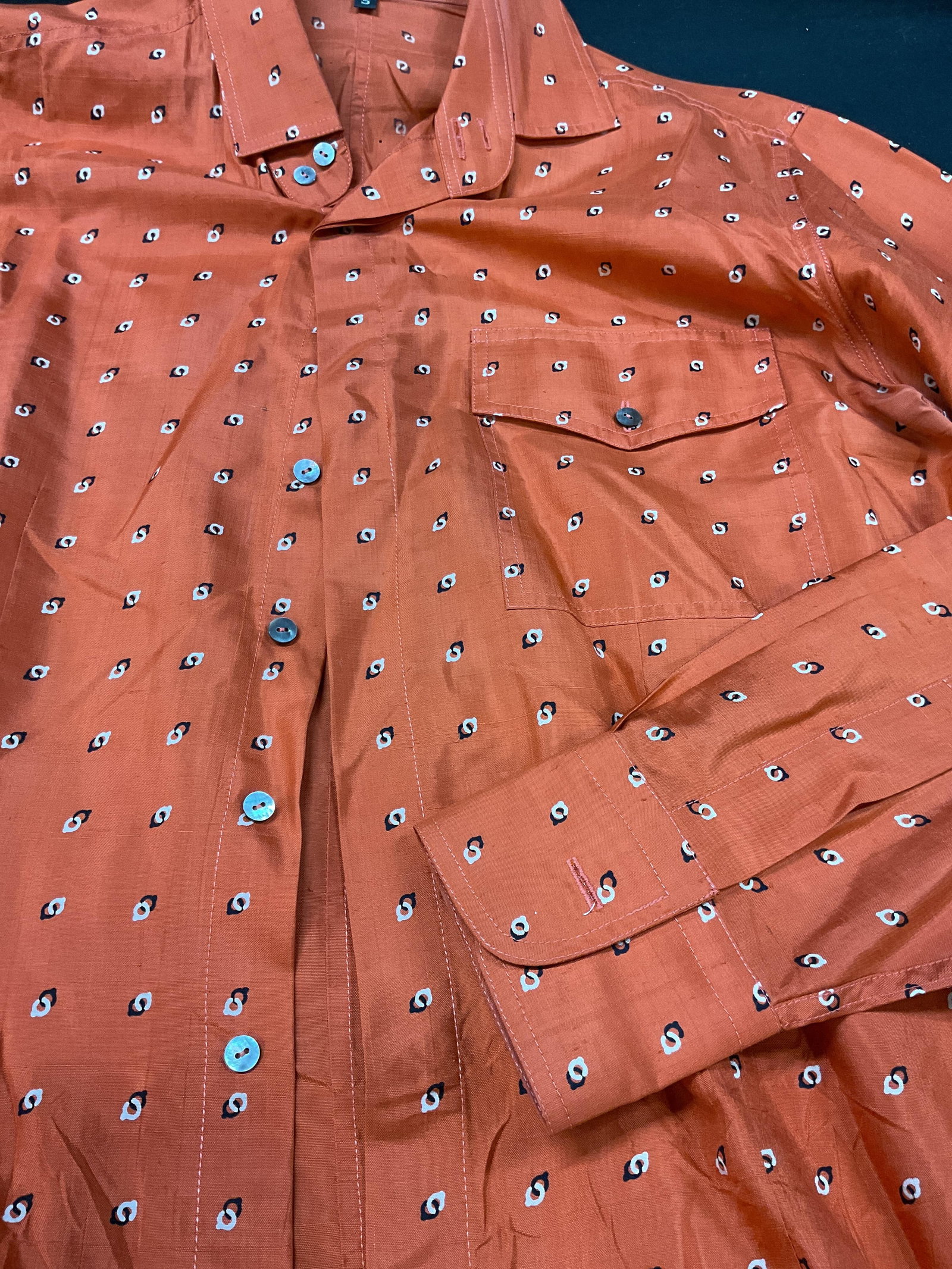 Jim Thompson orange geometric button down - 4