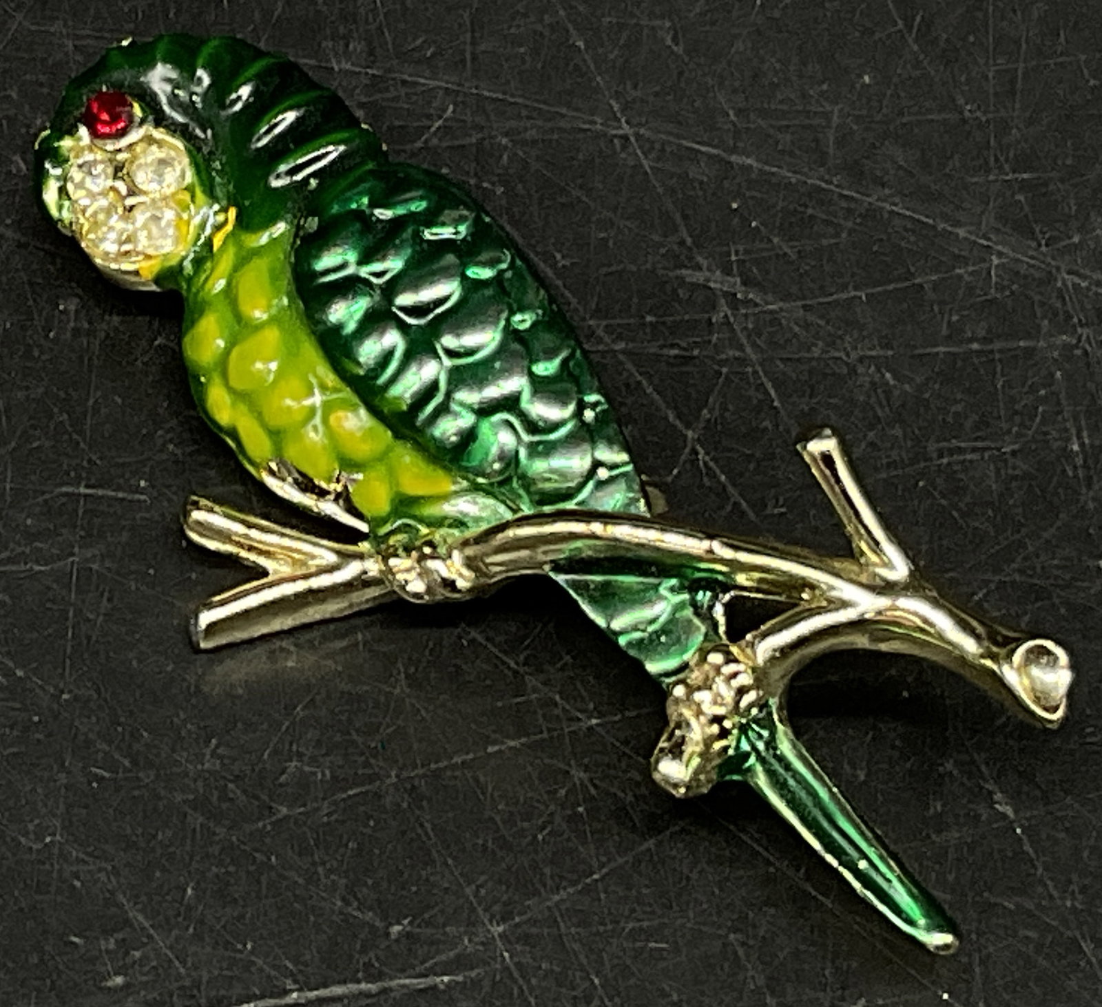 VINTAGE Enameled Parrot Brooch (1 of 6)