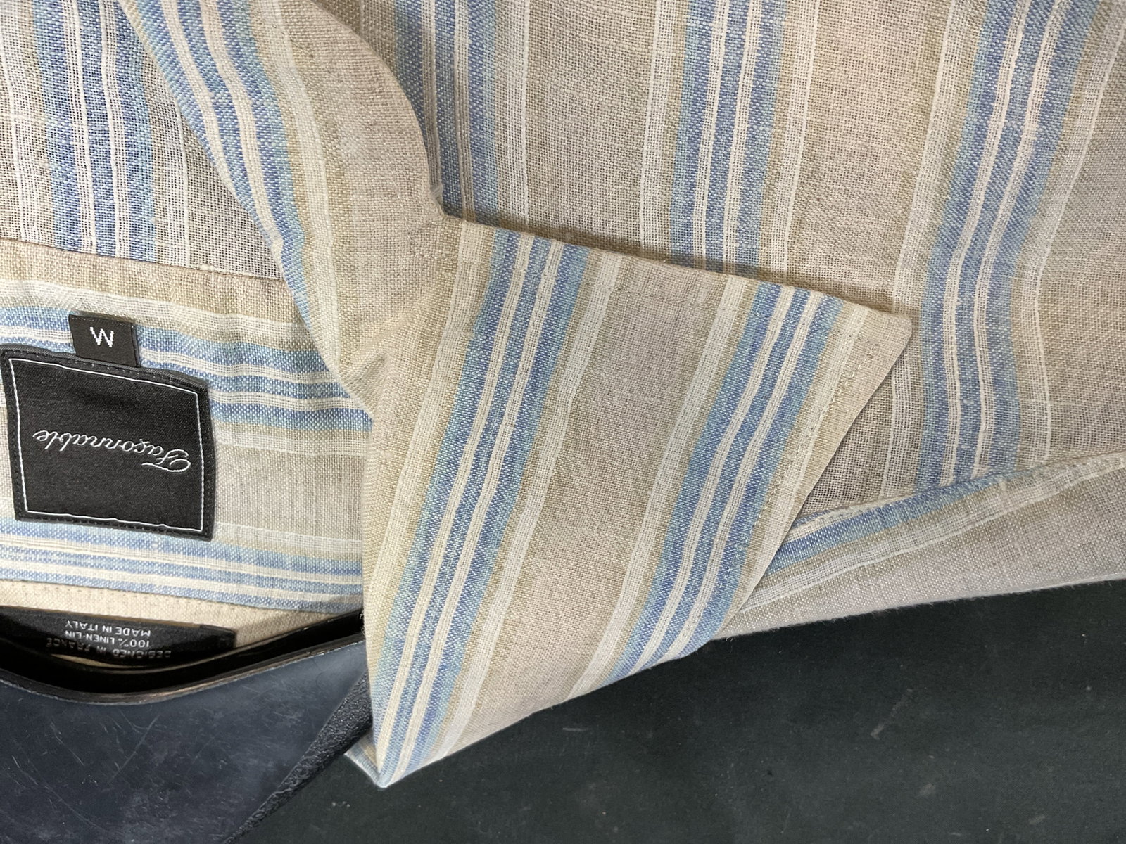 Faconnable linen blue and beige button down. - 5