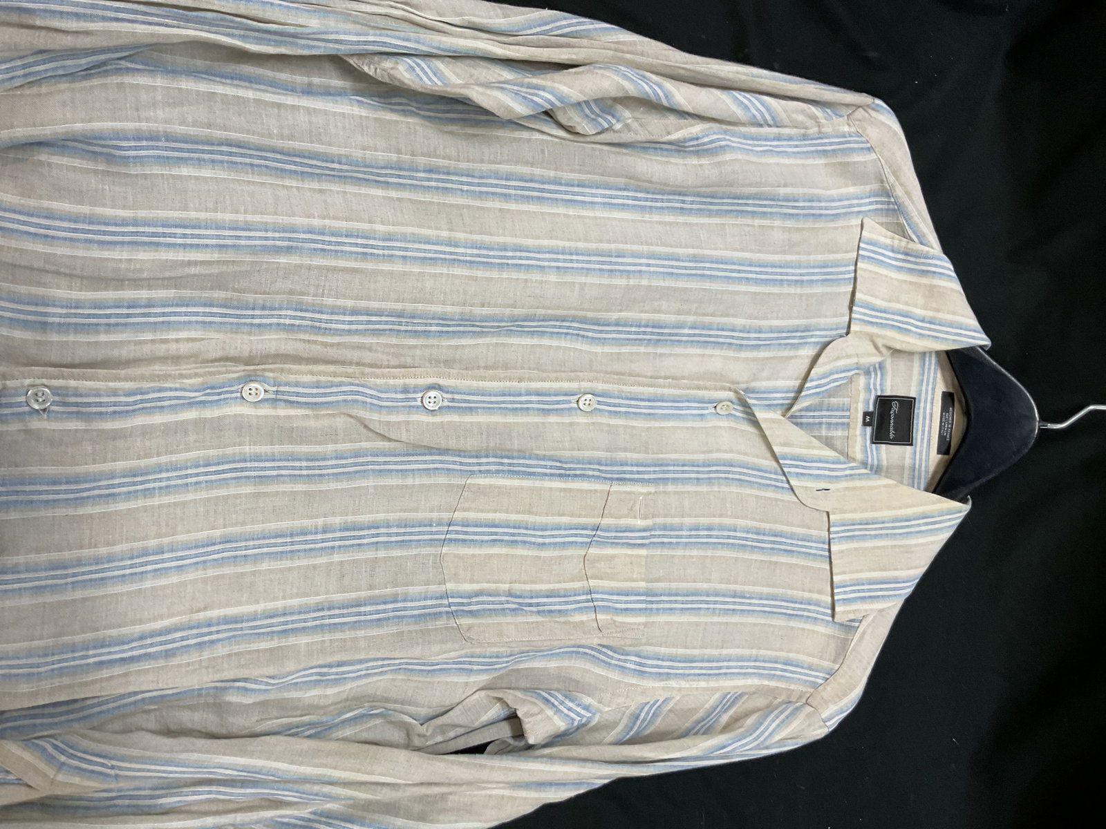 Faconnable linen blue and beige button down. - 6