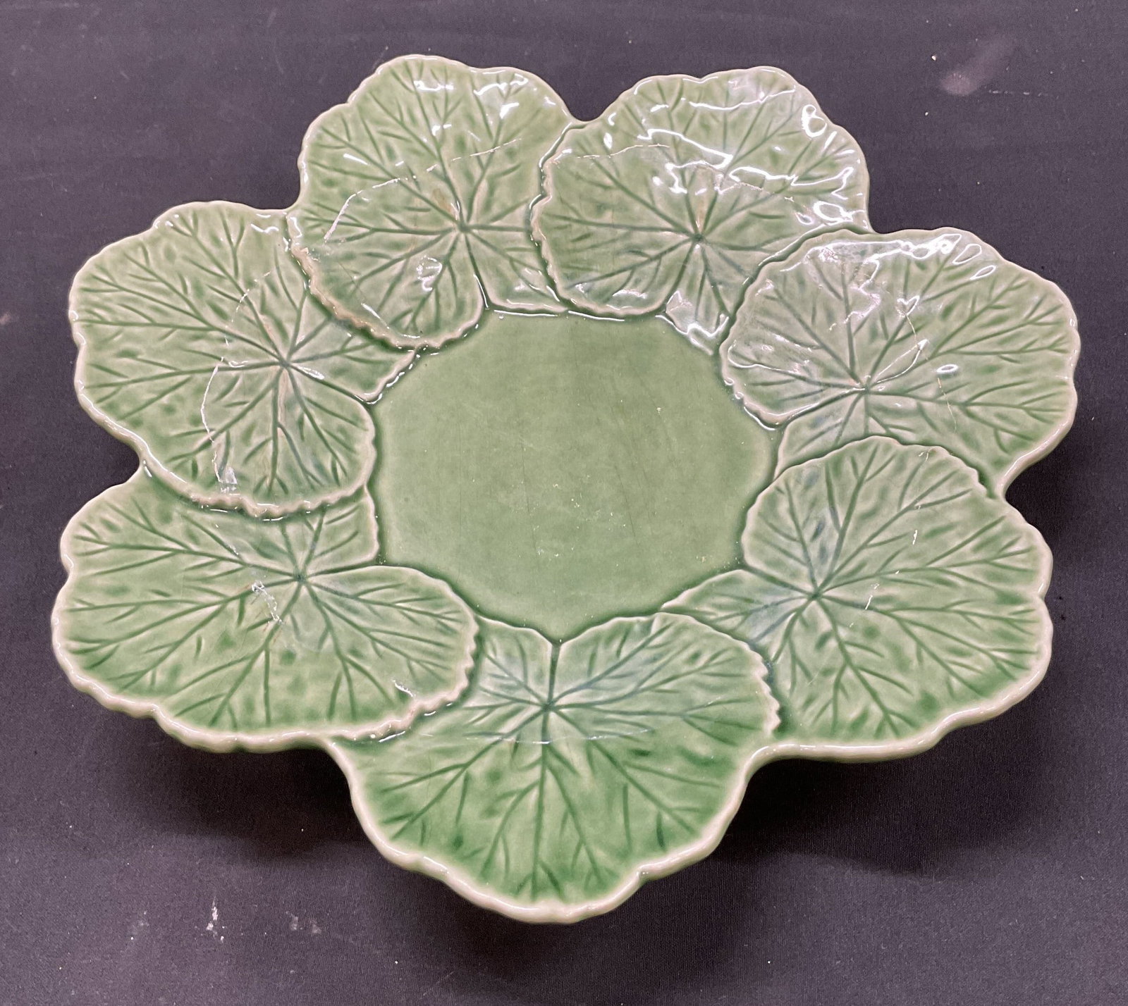 Bordallo Pinheiro Green Majolica Plate Portugal (1 of 6)