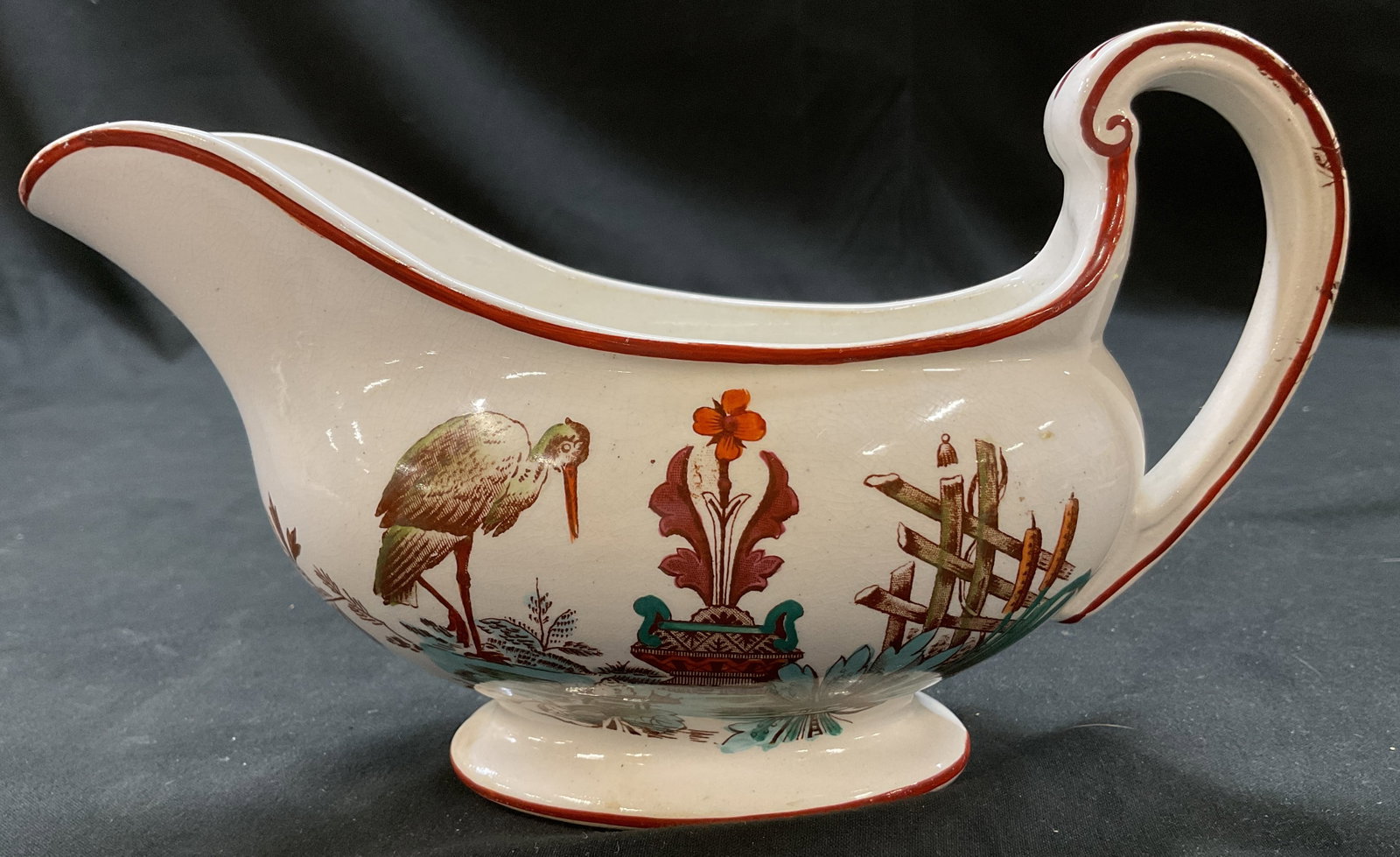 Antq c.1890 Keeling&Co. Stork Gravy Boat, England (1 of 7)