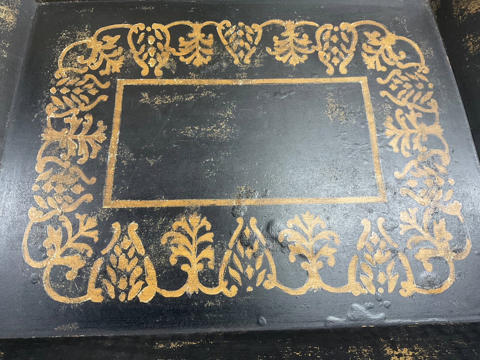 Rustic Gilt Leaf Patterned Wooden Tray - 3