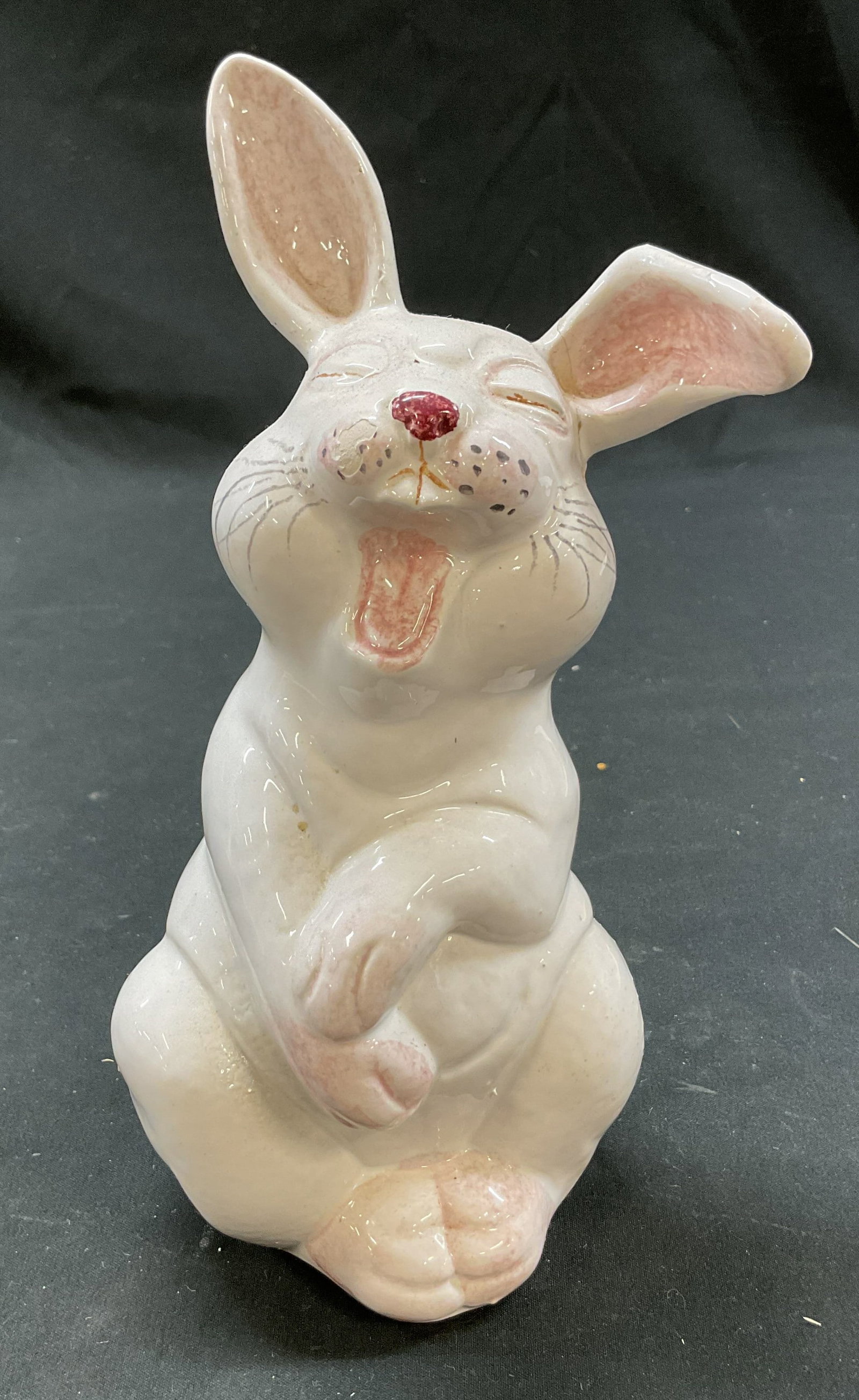 Vintage White Ceramic Yawning Rabbit Figure (1 of 8)