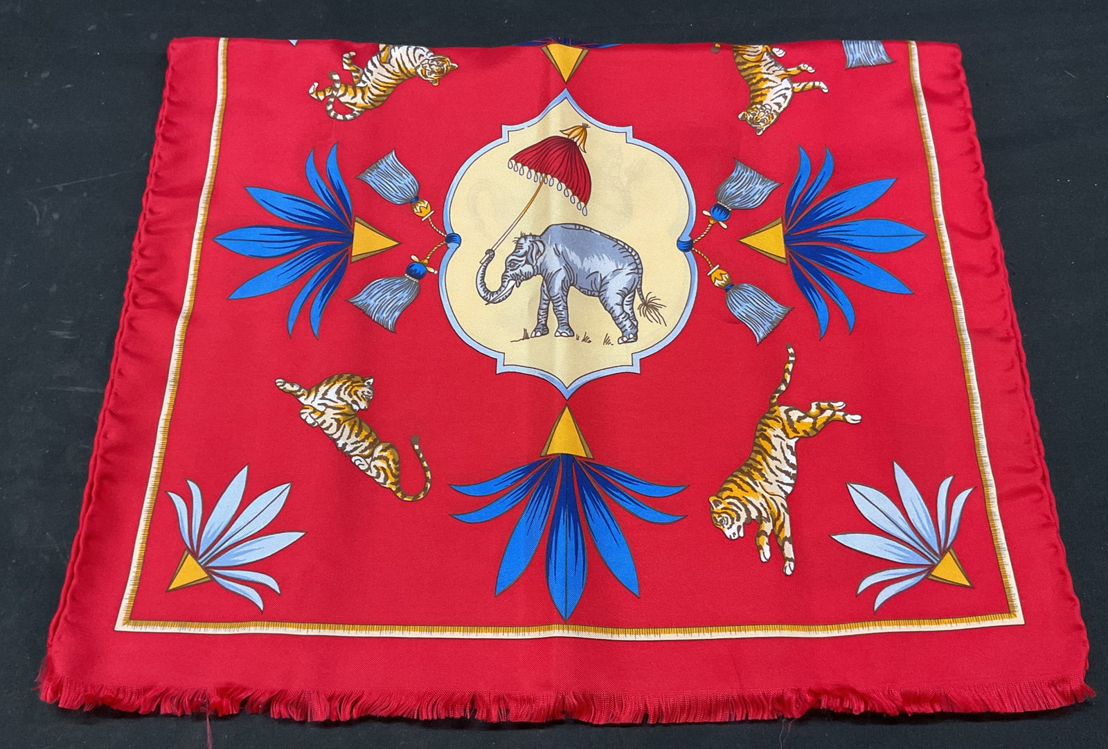 Lynn Chase Red Wildlife Silk Scarf (1 of 7)