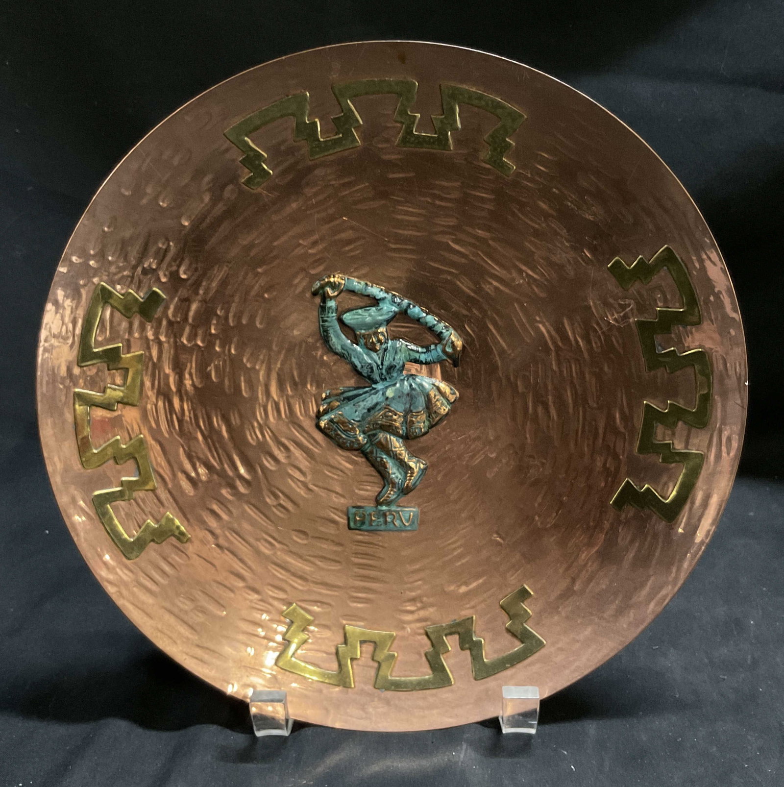 Peruvian Hammered Copper Andean Dancer Plate (1 of 6)