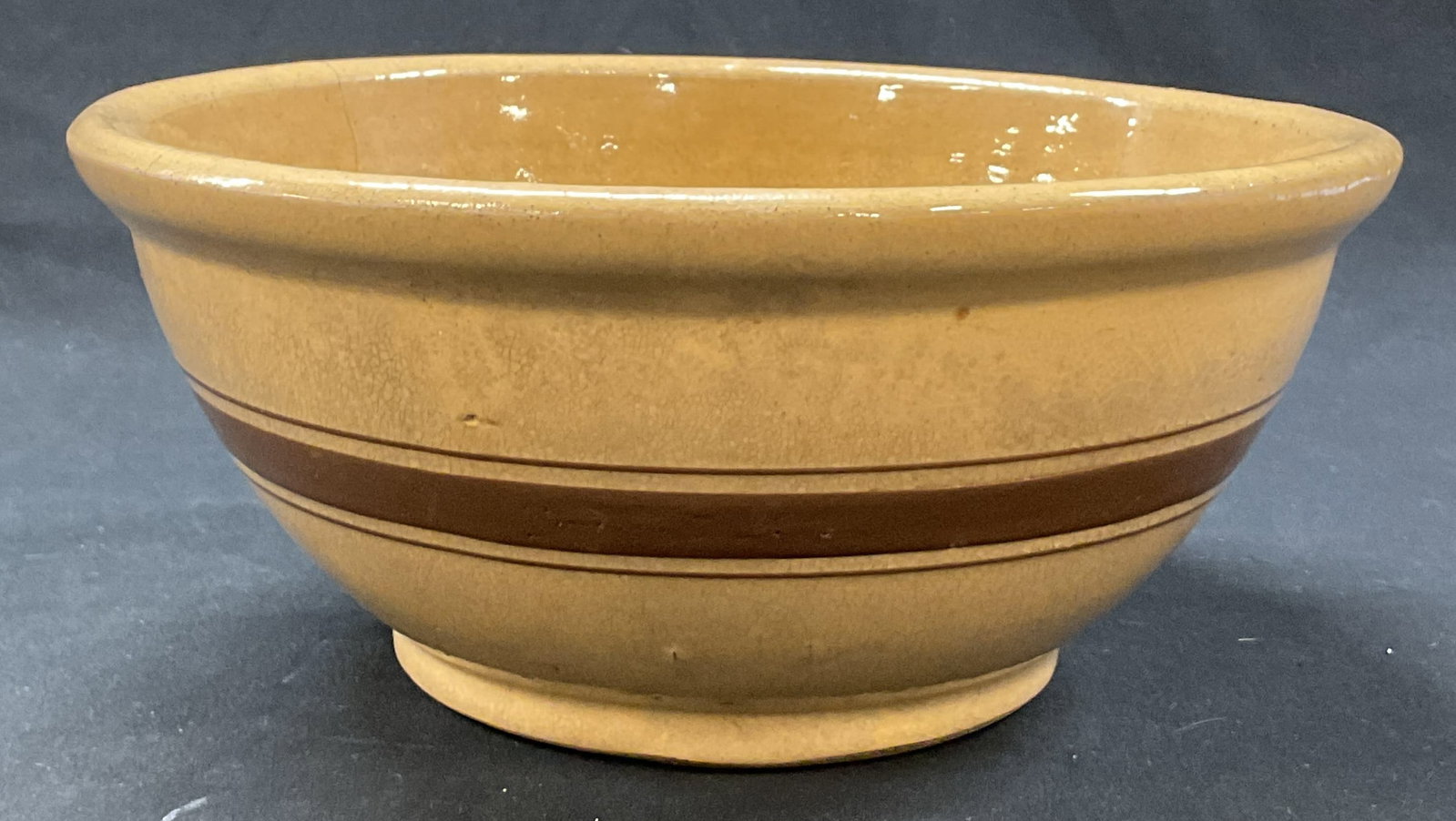 Antique Yellow Pottery Mixing Bowl (1 of 6)