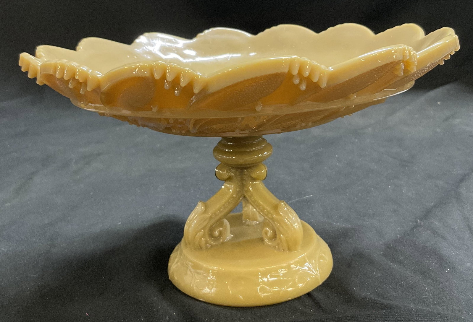 VINTAGE Brown Opaline Art Glass Compote (1 of 6)