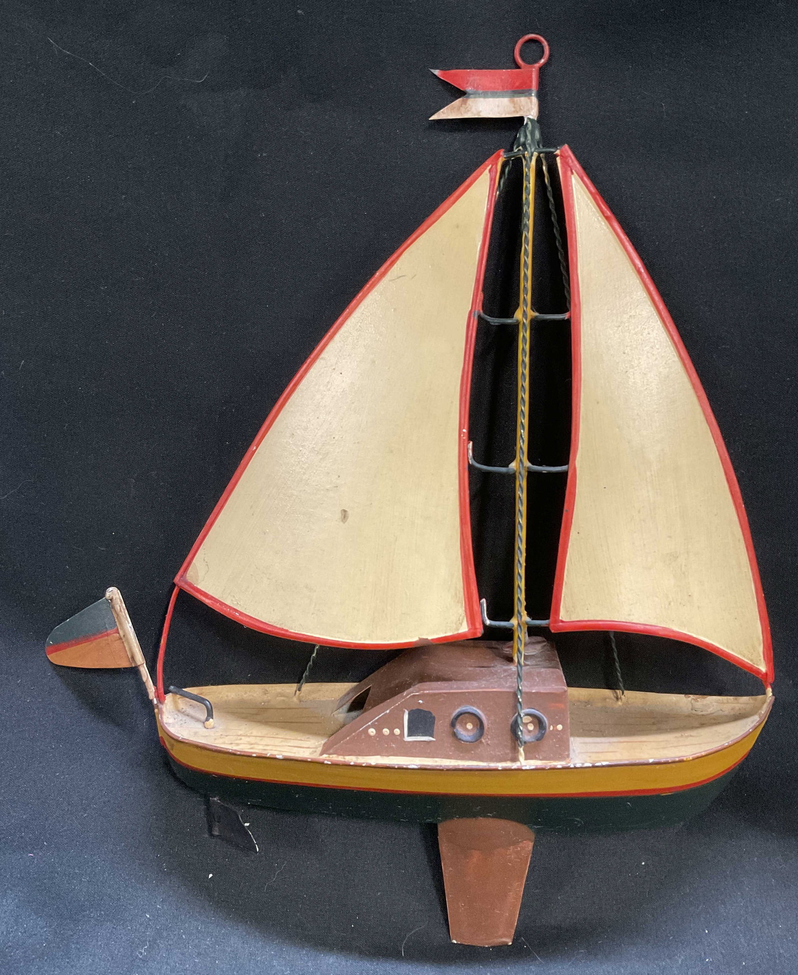 Vintage Metal Folk Art Sailboat Sculpture (1 of 7)
