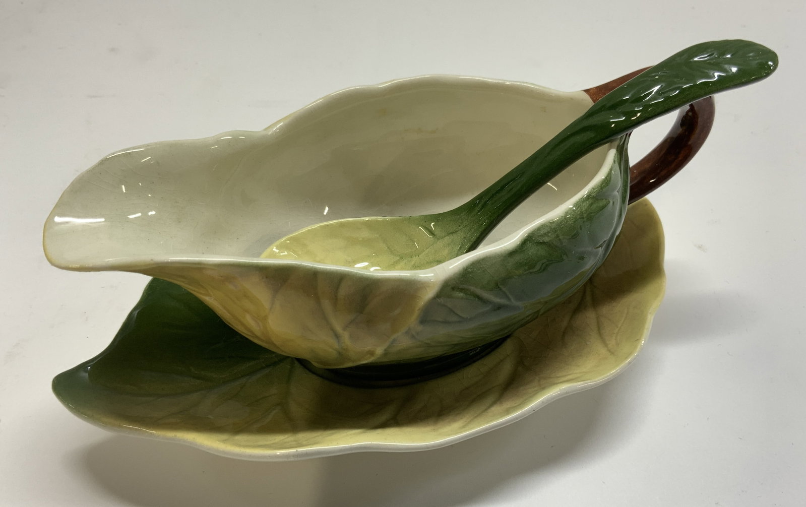 Vtg Royal Winton 3pc Leaf Ware Gravy Boat Set, Eng (1 of 9)