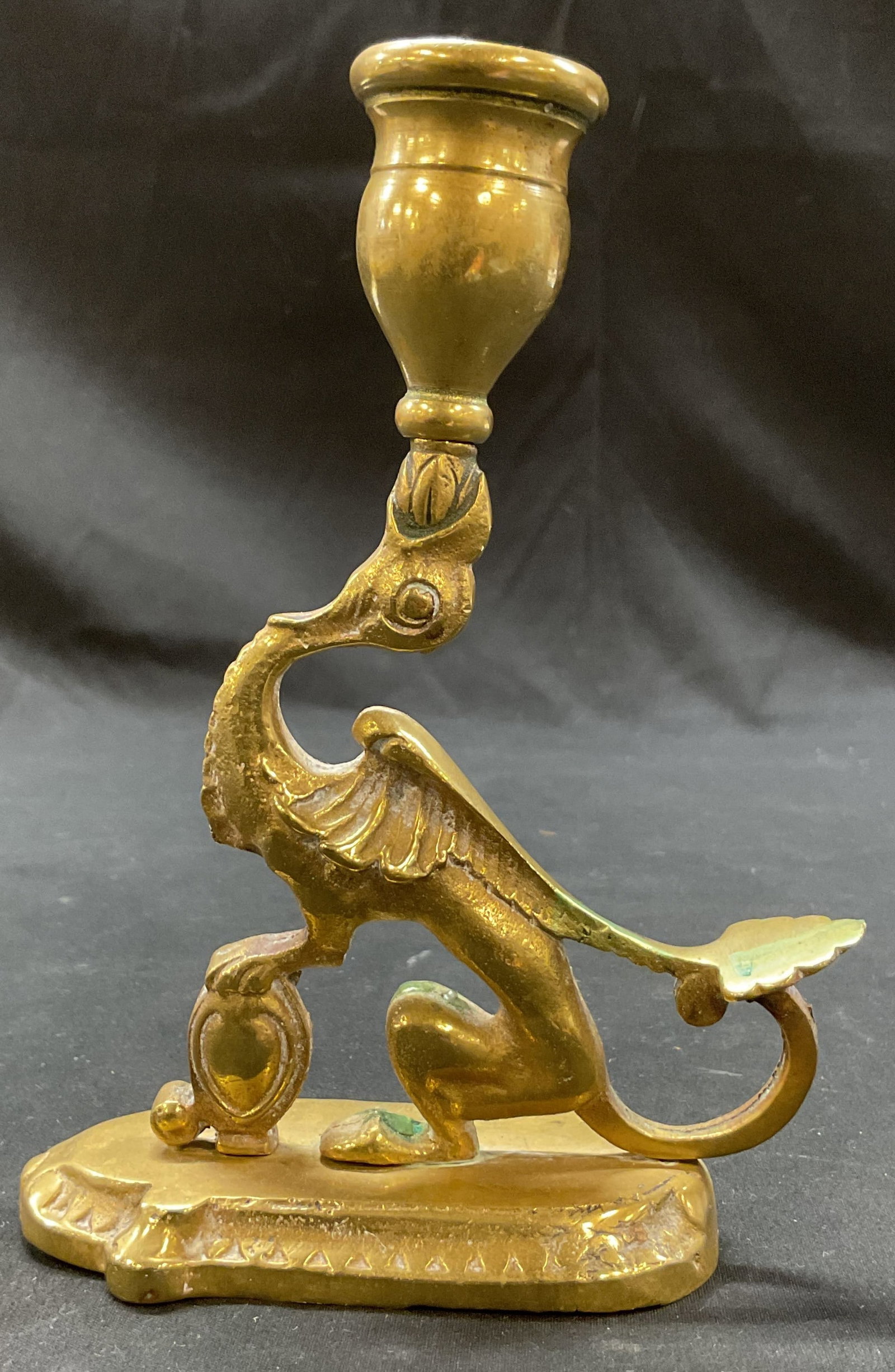 Antique Gothic Style Brass Griffin Candle Holder (1 of 8)