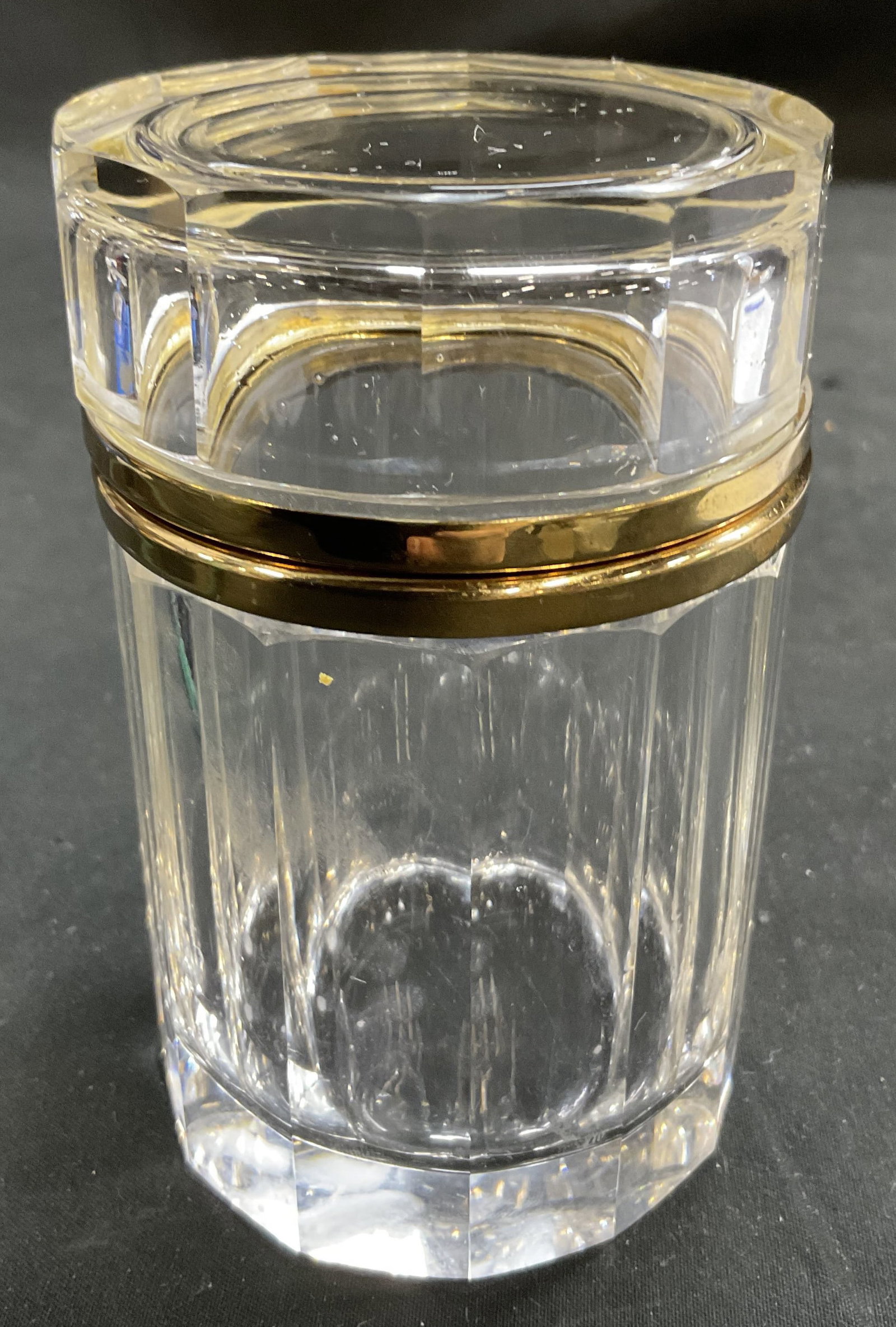 VTG Art Deco Sty Faceted Glass Vanity Jar (1 of 7)